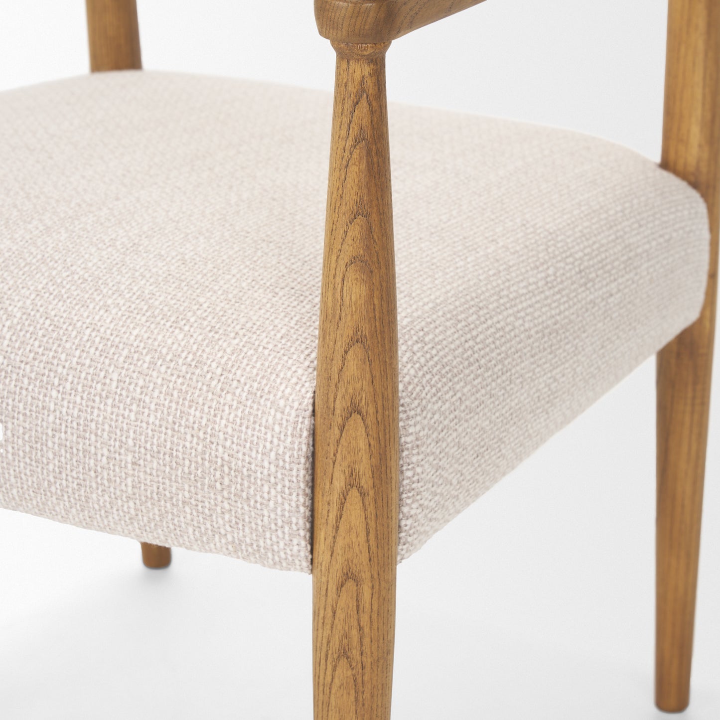 Toni Upholstered Dining Chair Light Brown Wood | Oatmeal Performance Fabric - dining-chairs
