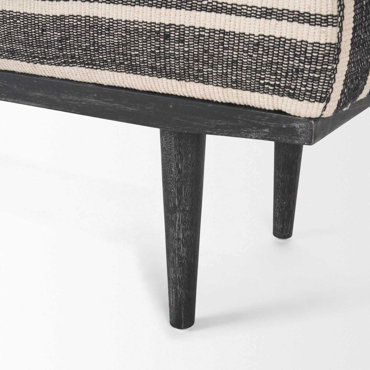 Shae Black Wood w/ Black and Cream Upholstered Bench