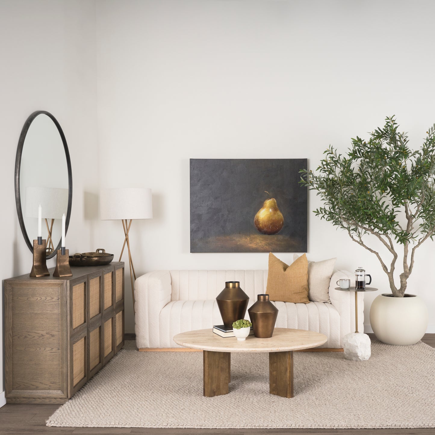 Sina Sideboard Brown Wood | Natural Rattan - sideboards-and-buffets