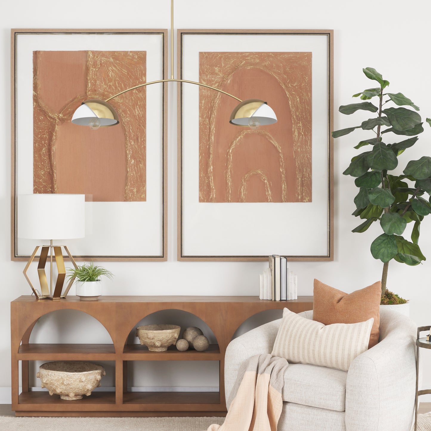 Cybill Chandelier Gold Metal | 2 Lights - chandeliers
