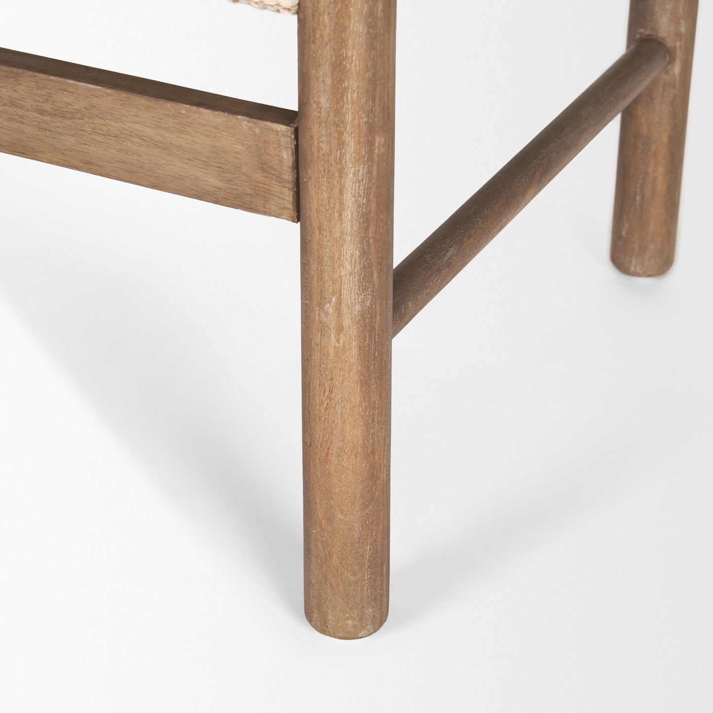 Tadi Rectangular Dark Brown Wood w/ Rug Seat Bench
