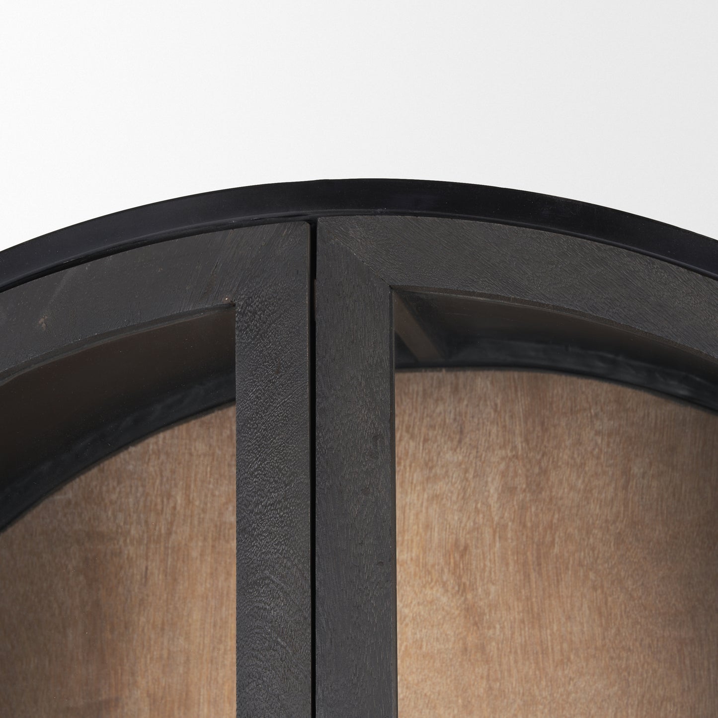 Sloan 80.5H Black Wood W/Black Metal Frame Arched Cabinet