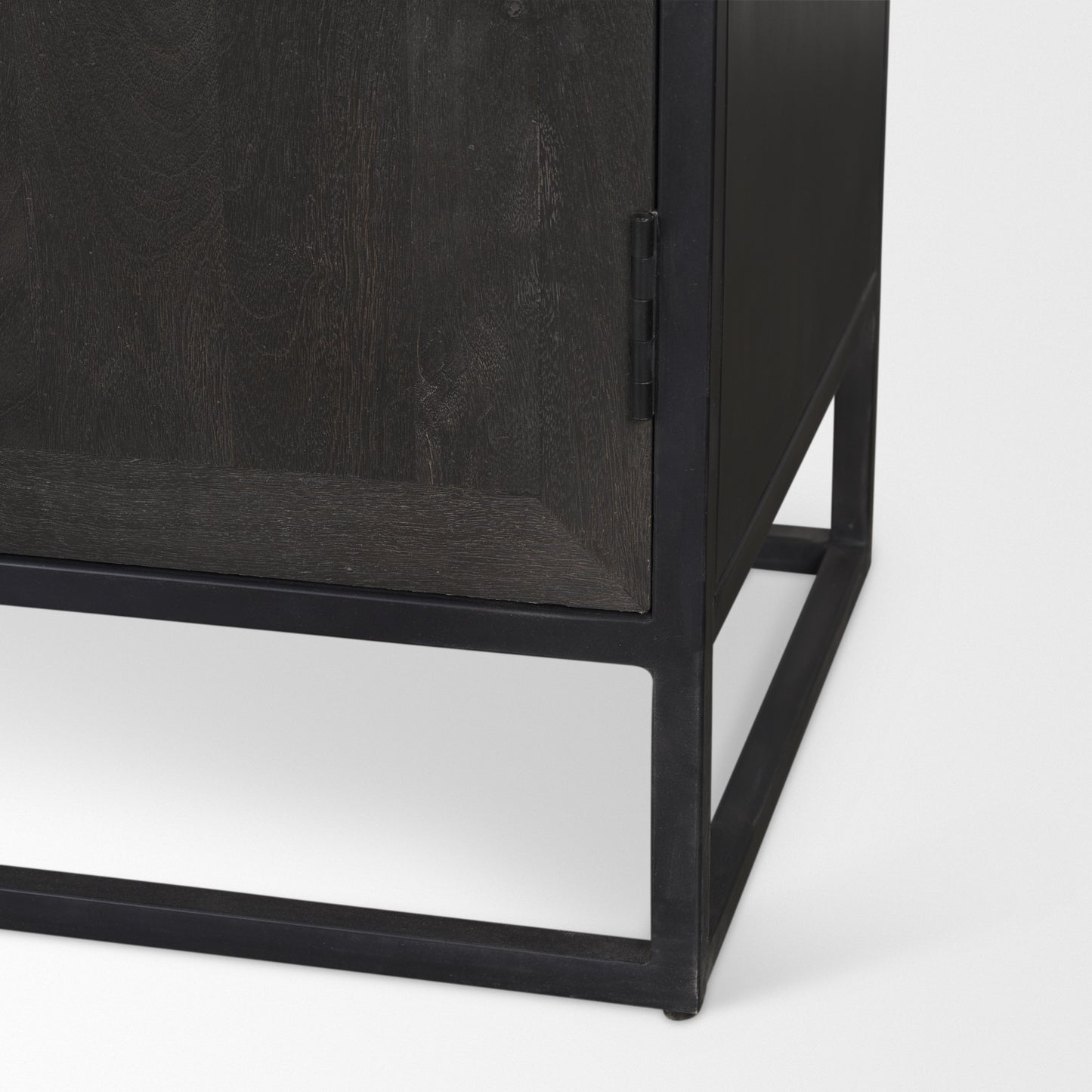 Sloan 42W x 80H Black Wood W/Black Metal Frame Arched Cabinet