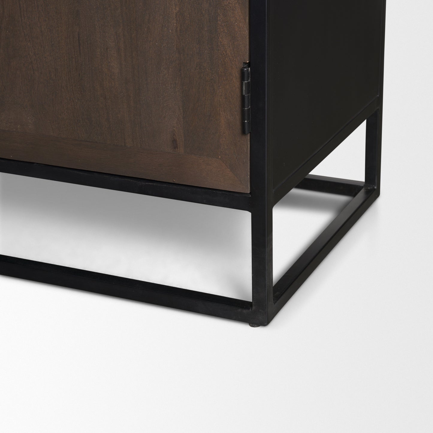 Sloan 42W x 80H Dark Brown Wood W/Black Metal Arched Curio Cabinet