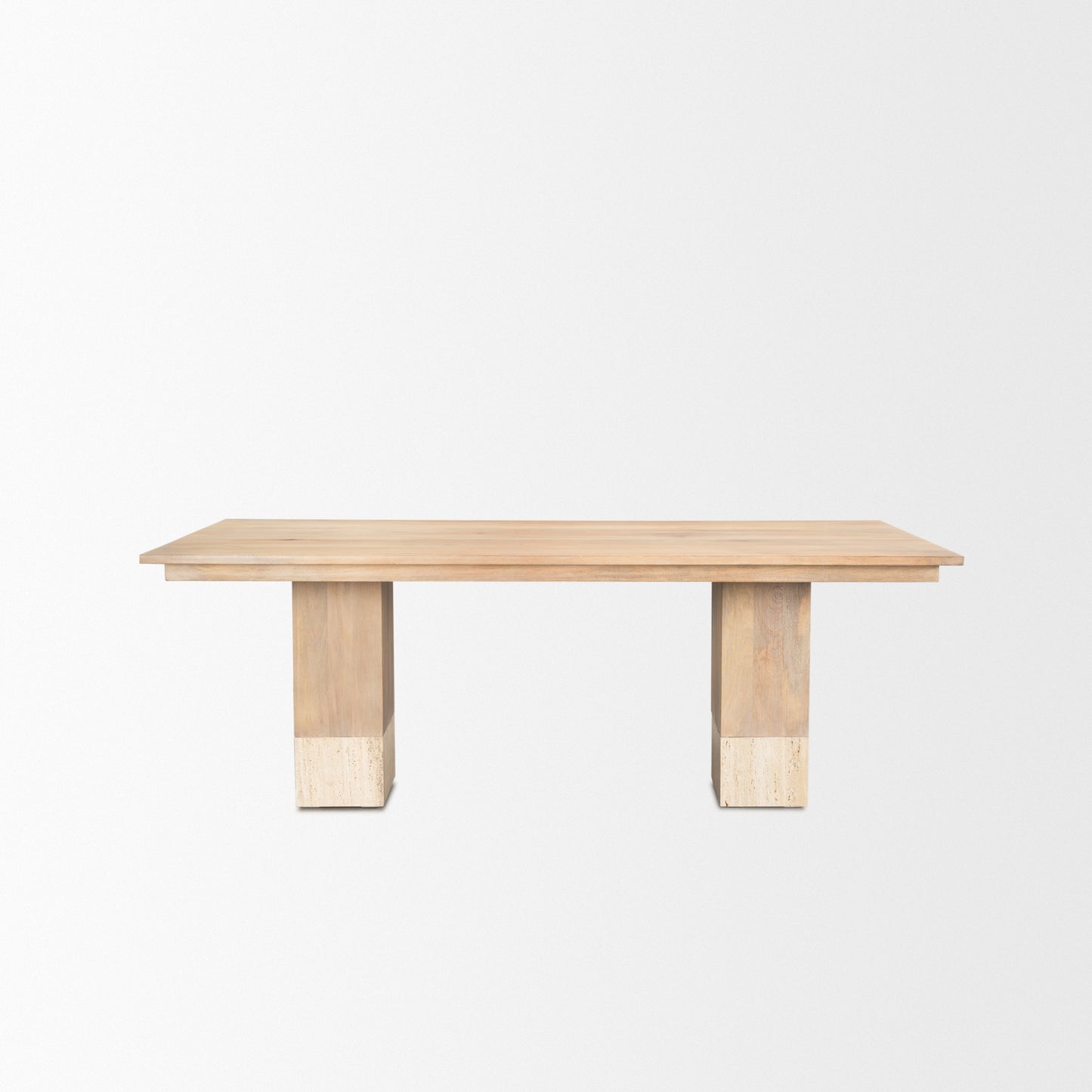 Shivon Dining Table Mango Wood | Travertine | 84’’ - dining-table
