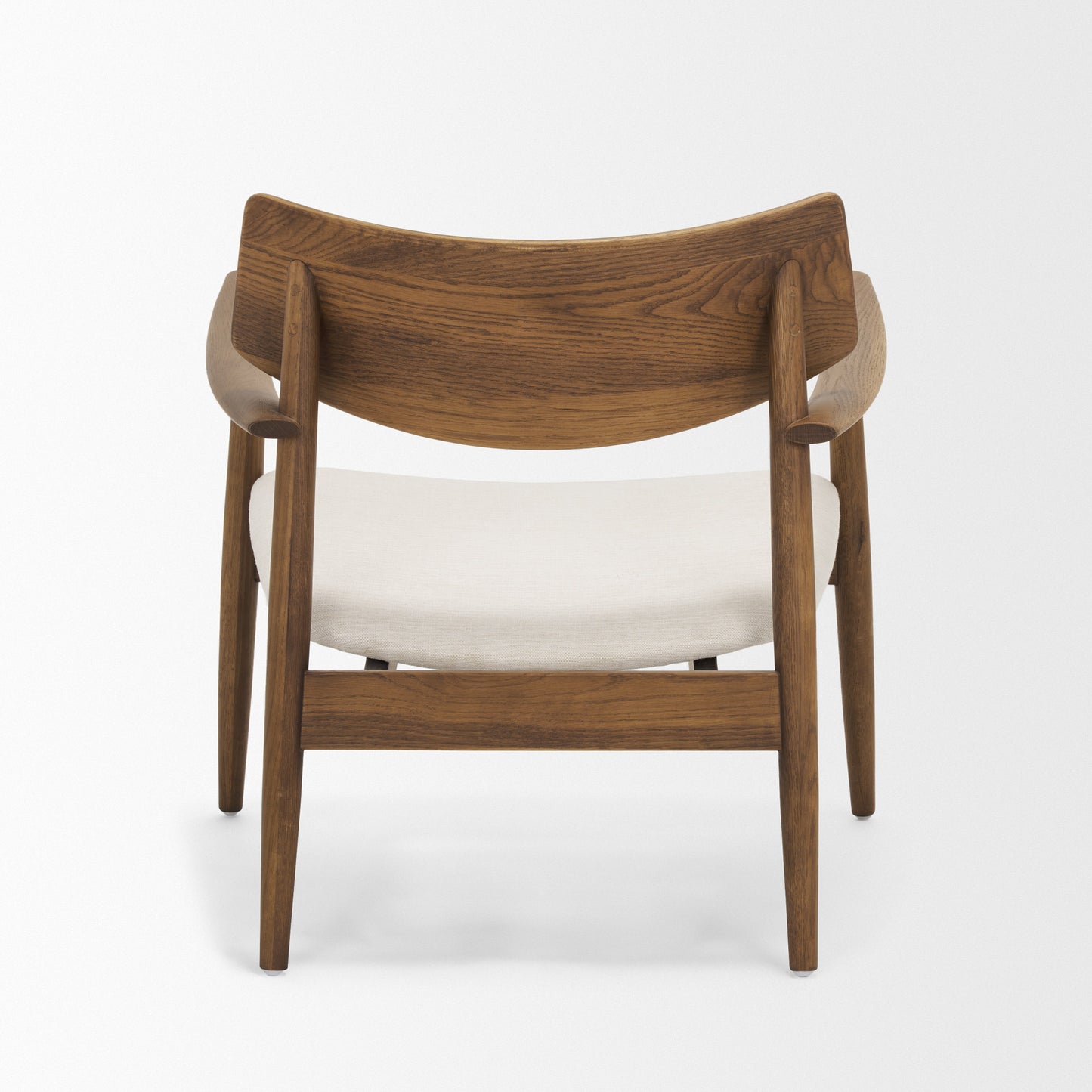 Haggen Upholstered Accent Chair Medium Brown Wood | Cream Fabric - accent-chairs