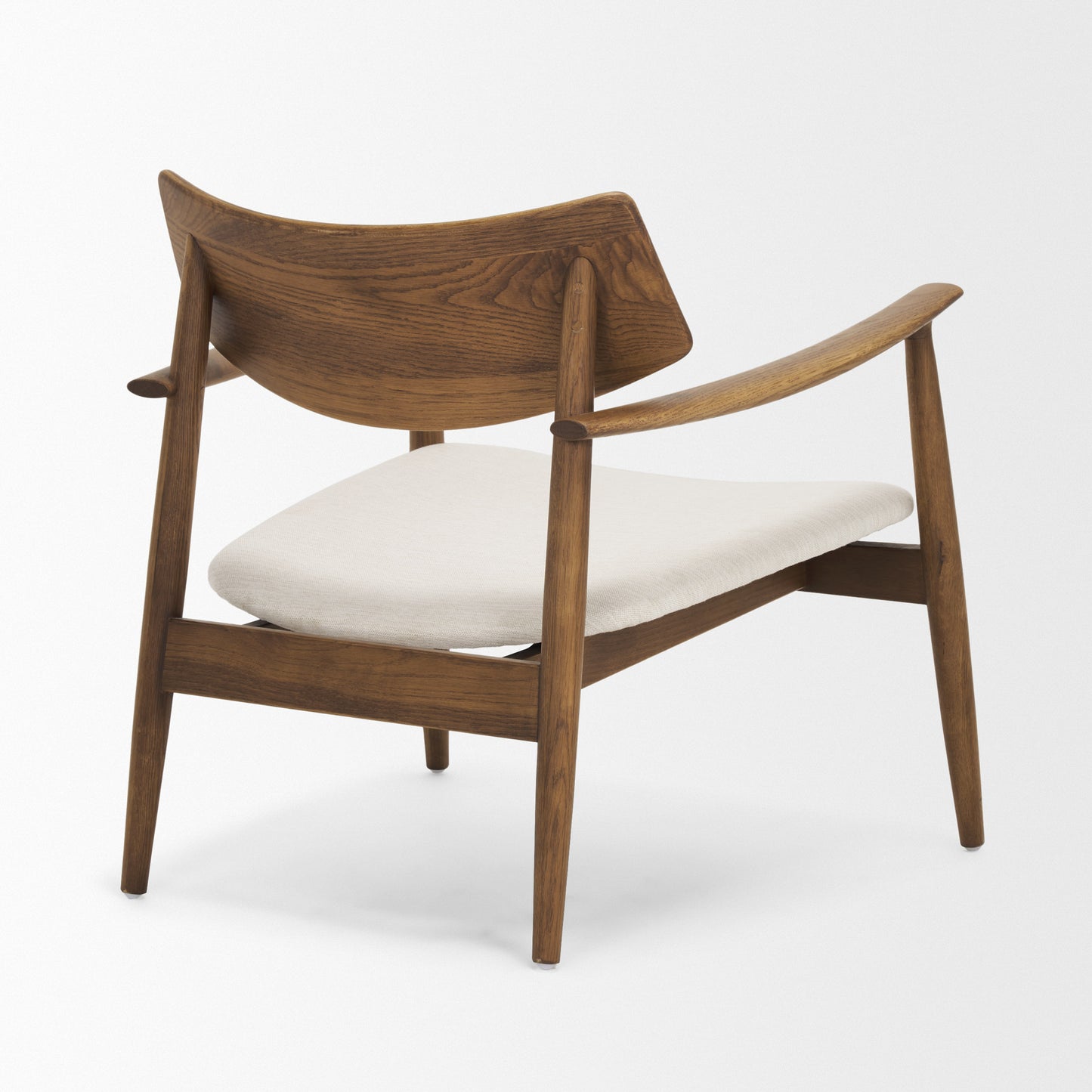 Haggen Upholstered Accent Chair Medium Brown Wood | Cream Fabric - accent-chairs