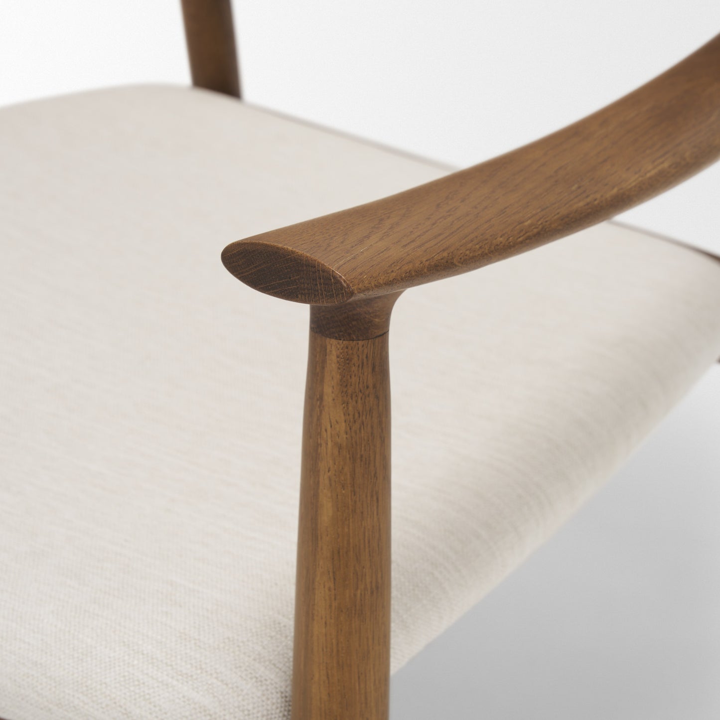 Haggen Upholstered Accent Chair Medium Brown Wood | Cream Fabric - accent-chairs