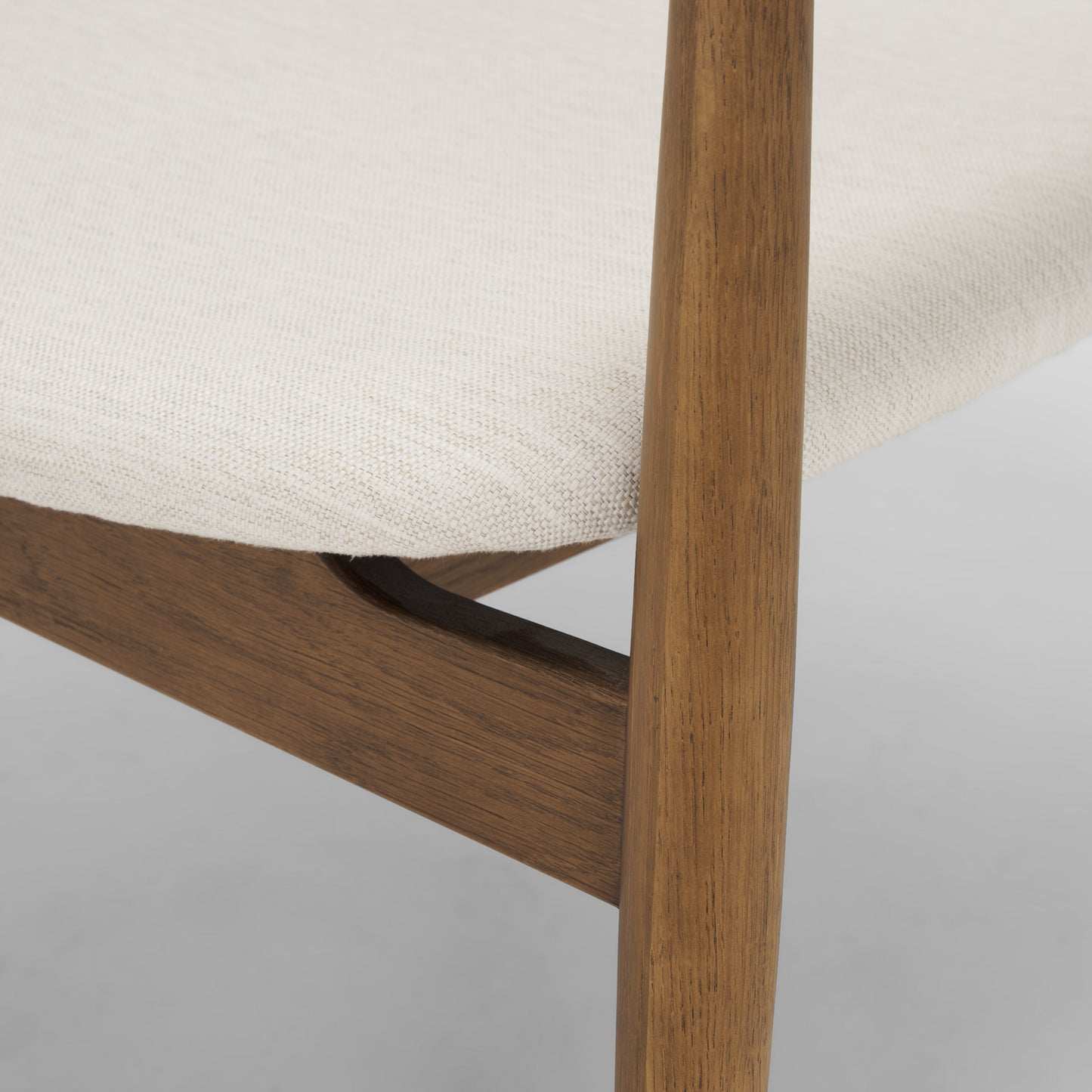 Haggen Upholstered Accent Chair Medium Brown Wood | Cream Fabric - accent-chairs