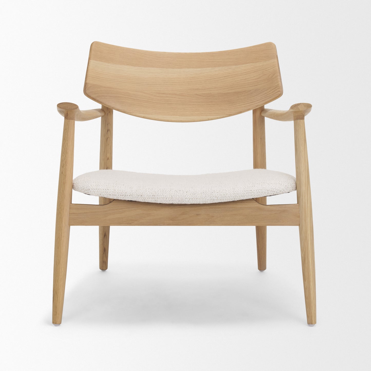 Haggen Upholstered Accent Chair Light Brown Wood | Cream Fabric - accent-chairs