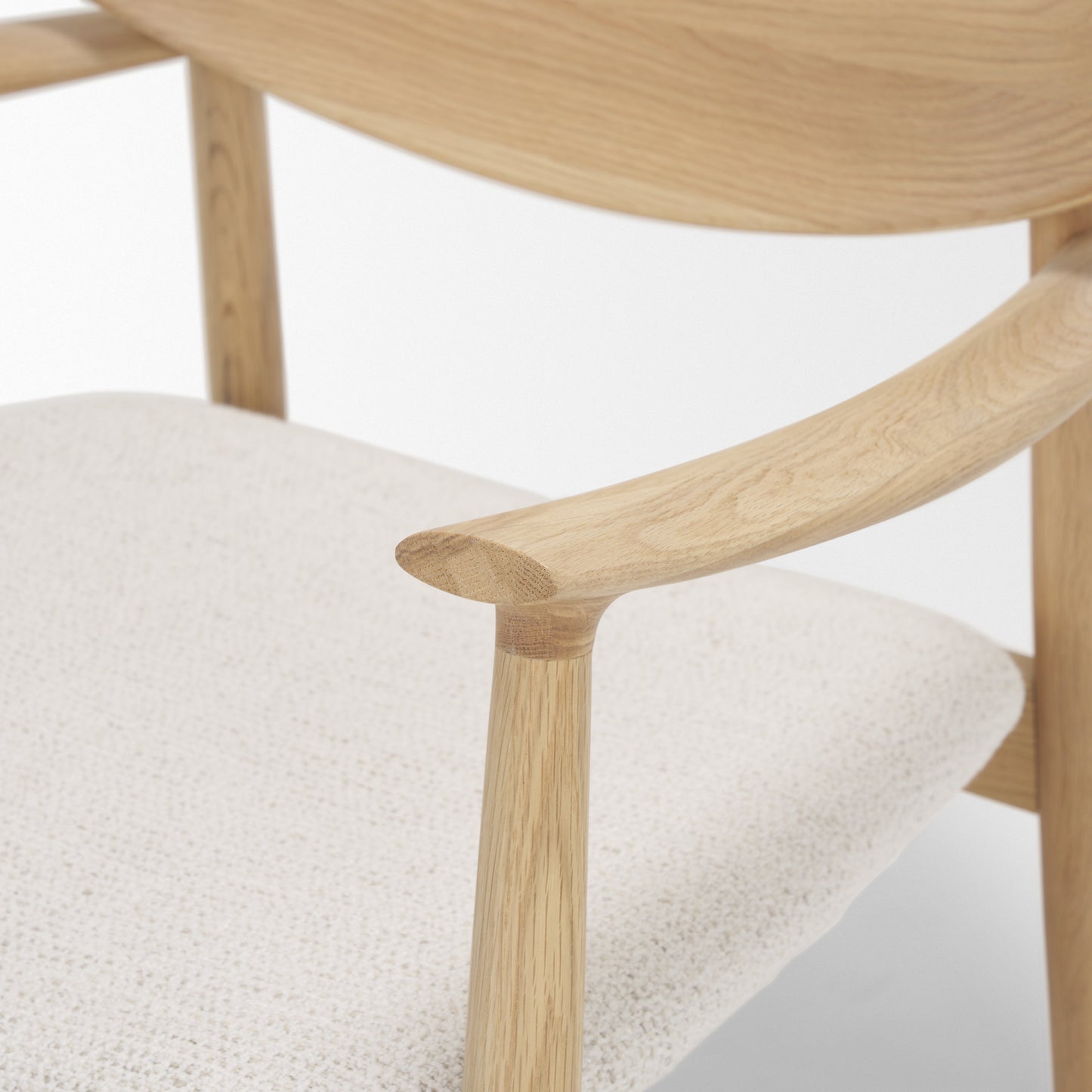 Haggen Upholstered Accent Chair Light Brown Wood | Cream Fabric - accent-chairs