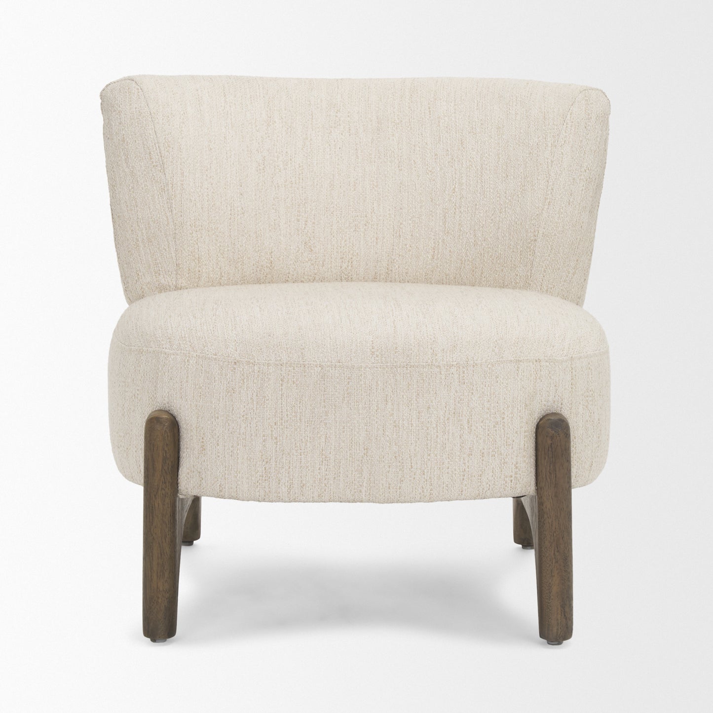 Vyra Upholstered Accent Chair Dark Brown Wood | Cream Fabric - accent-chairs