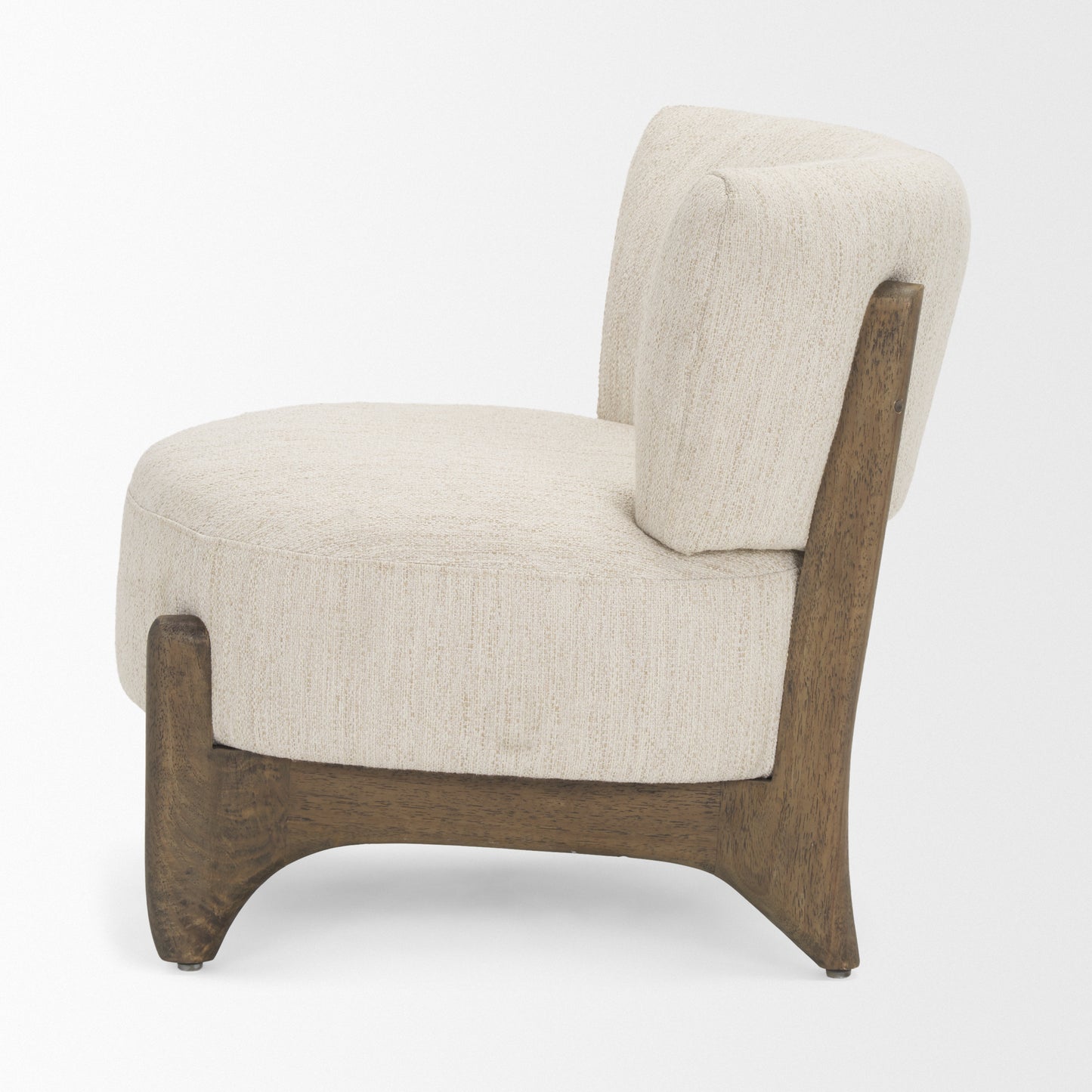 Vyra Upholstered Accent Chair Dark Brown Wood | Cream Fabric - accent-chairs
