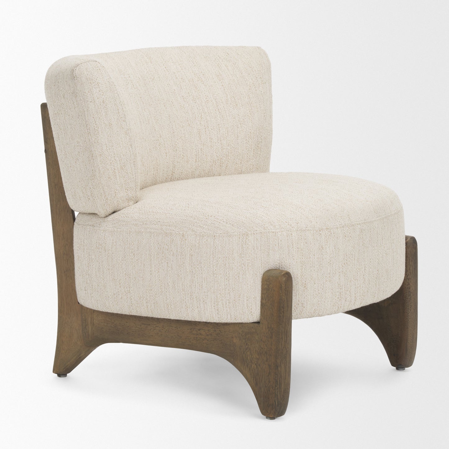 Vyra Upholstered Accent Chair Dark Brown Wood | Cream Fabric - accent-chairs