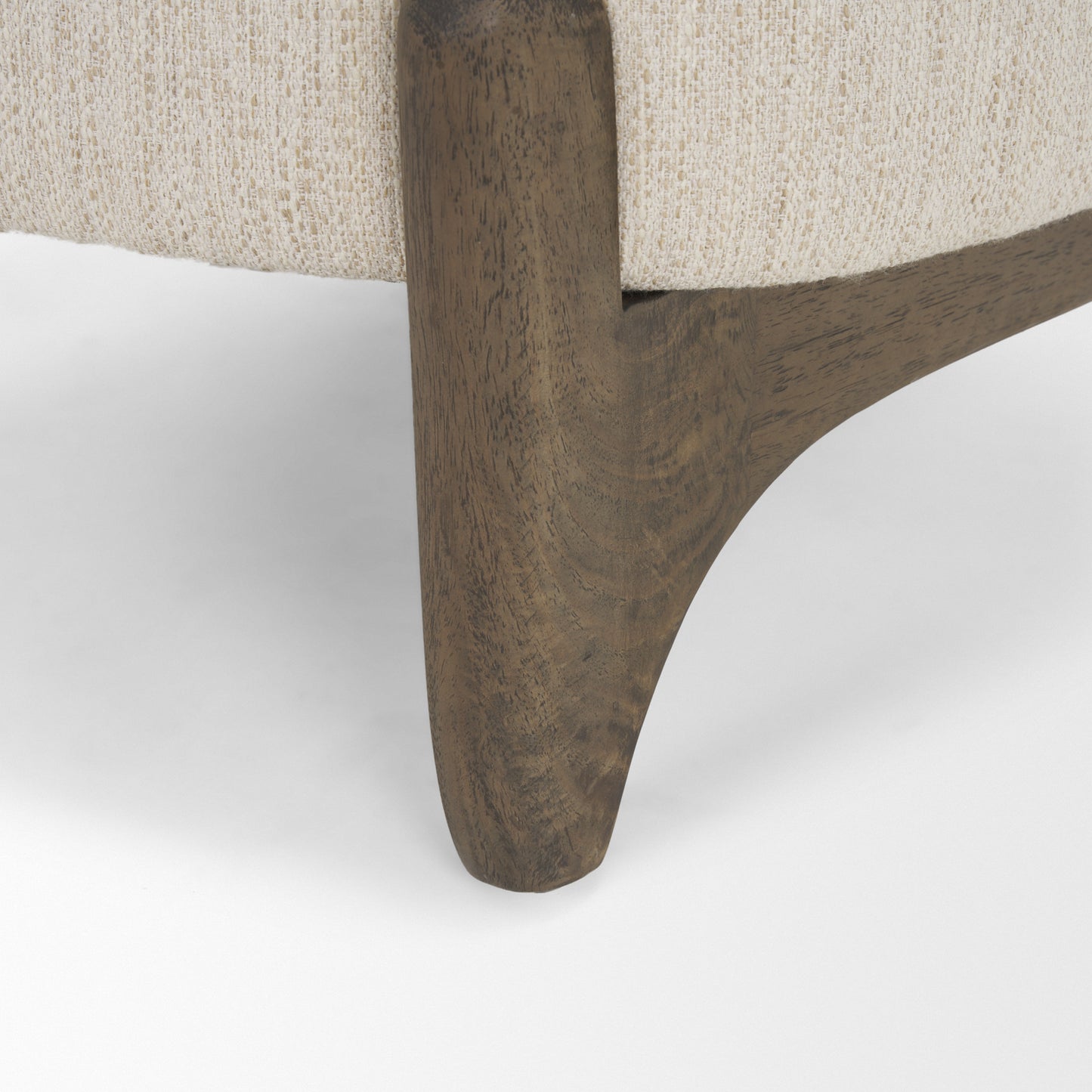 Vyra Upholstered Accent Chair Dark Brown Wood | Cream Fabric - accent-chairs
