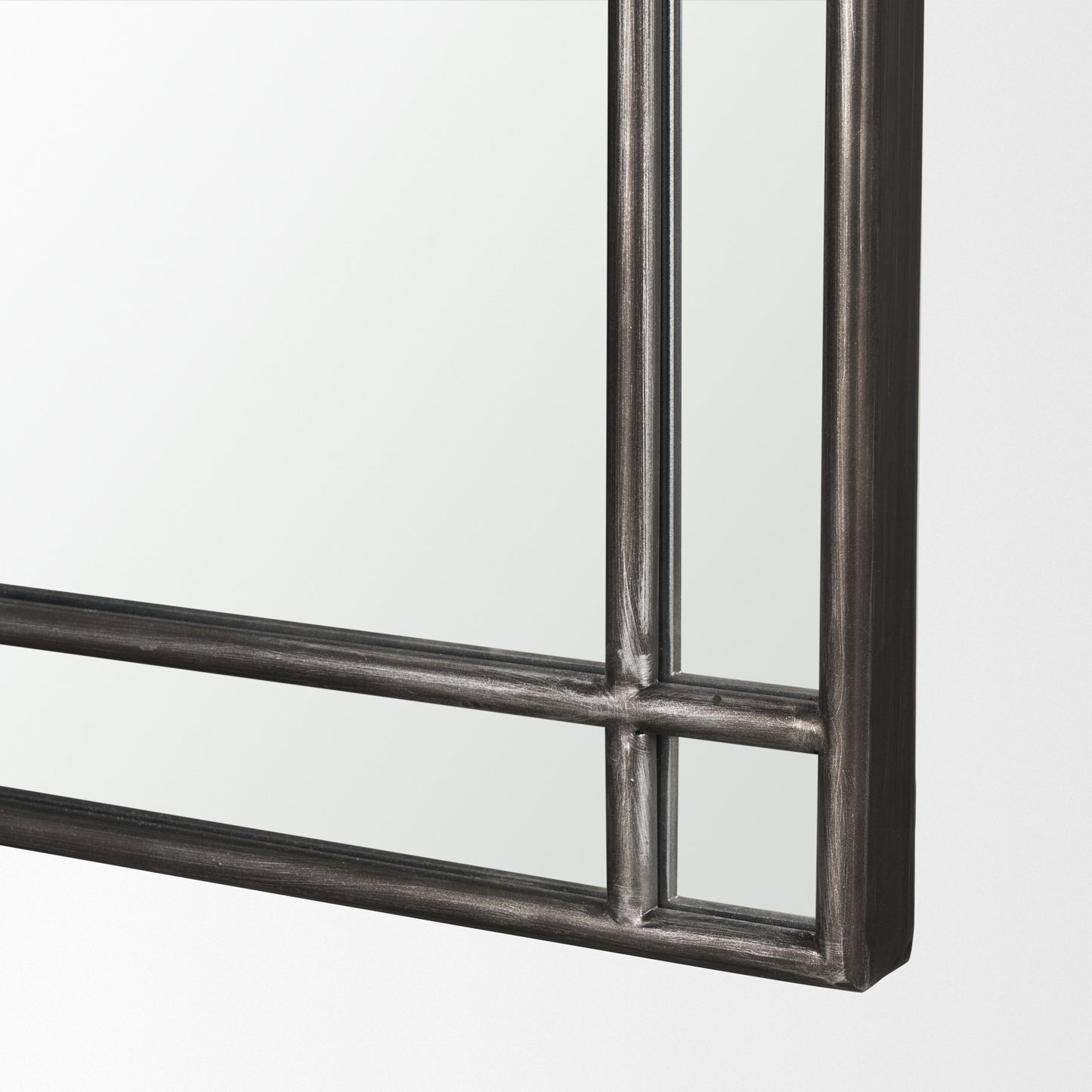 Tiffany Brushed Black Metal Double Frame Arched Mirror