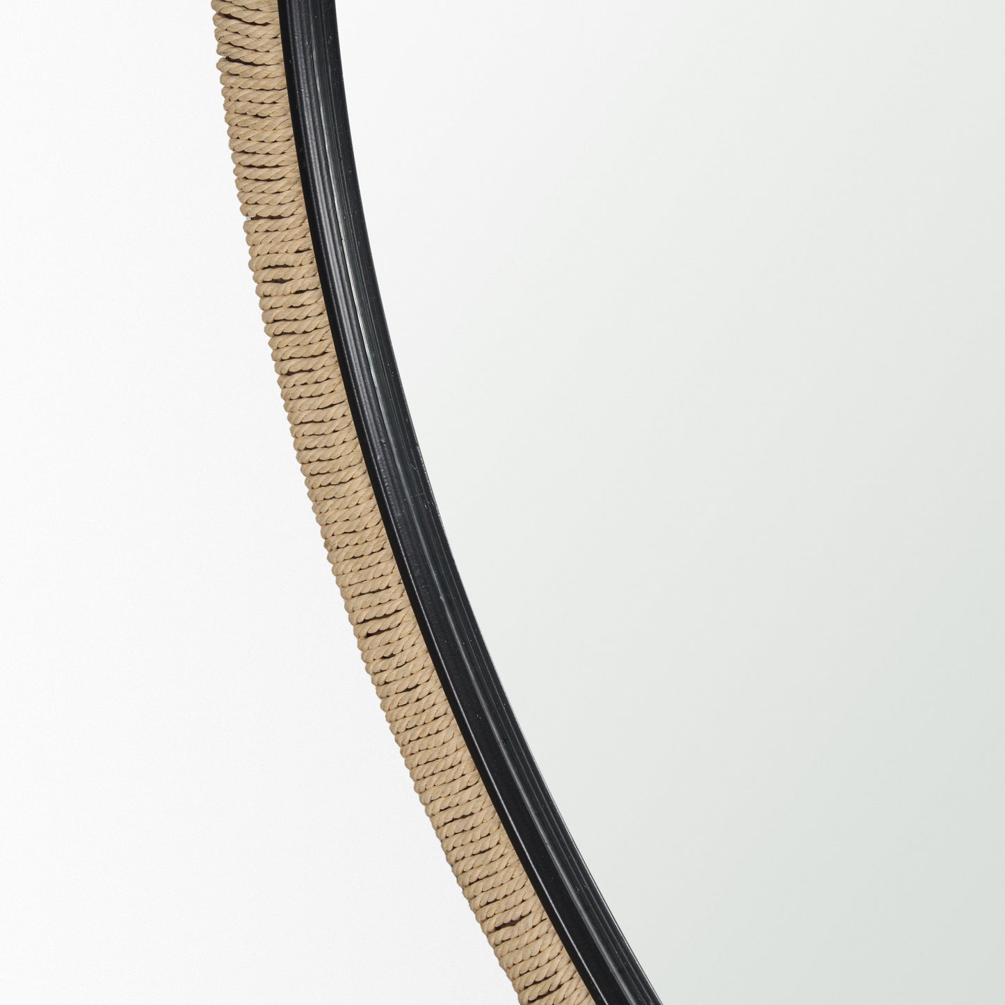 Vasie Black Wood w/ Jute Round Mirror