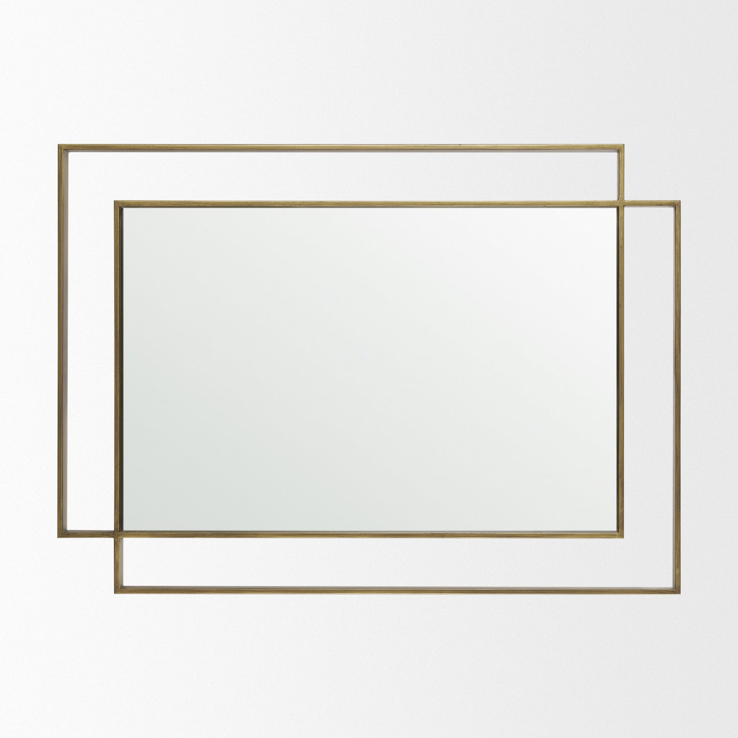 Tiva Rectangular Dual Brushed Gold Metal Framed Mirror