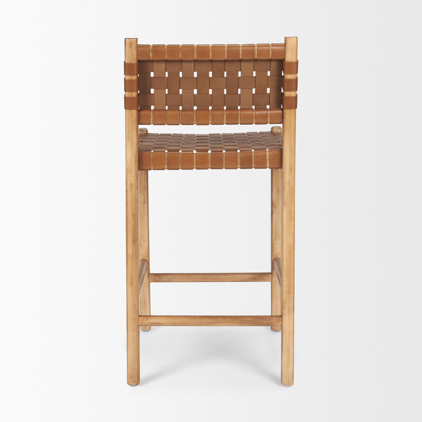 Shane Leather Seat Bar Counter Stool Brown Leather | Brown Wood - bar-stools