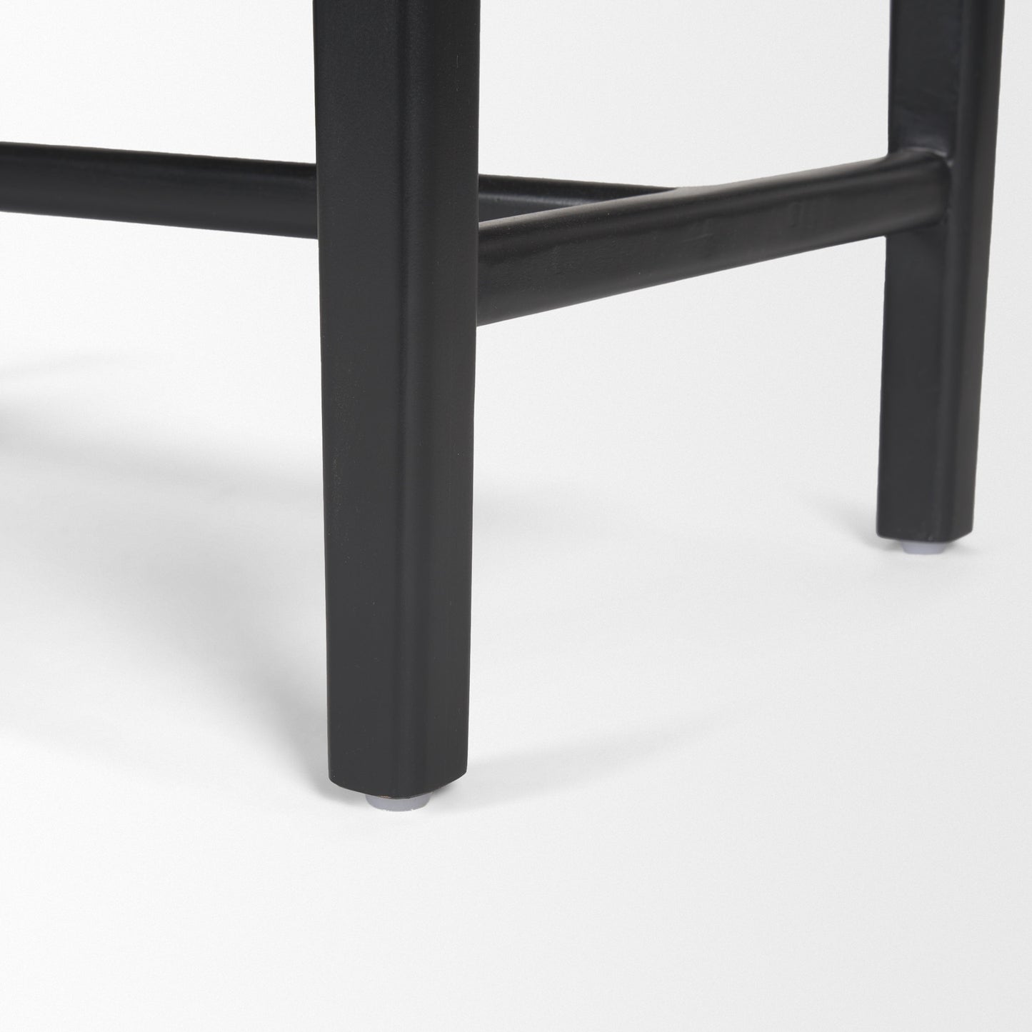 Shane Black Wood w/ Woven Black Leather Bench