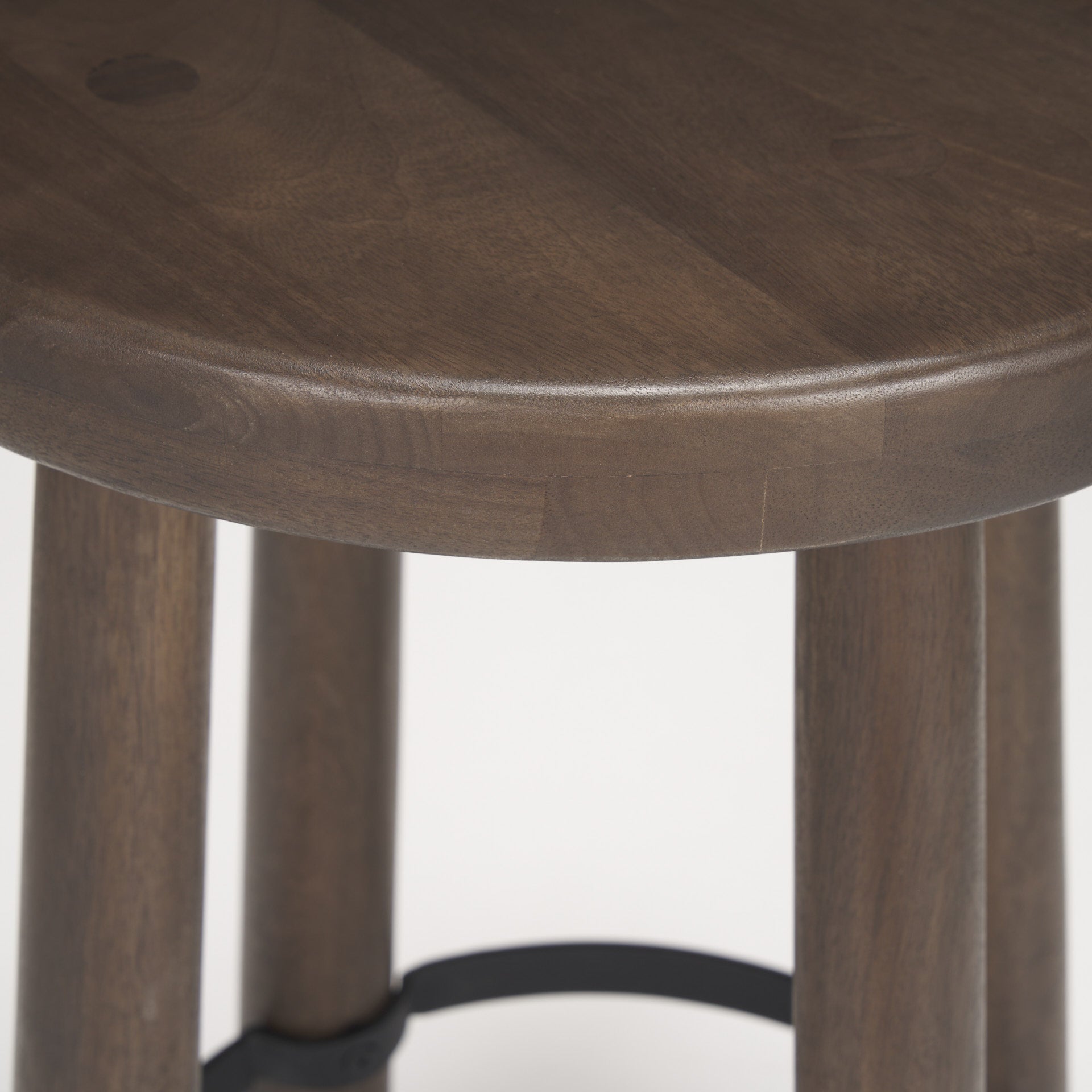 Weldon Wood Seat Counter Stool Dark Brown Wood | Black Metal - bar-stools