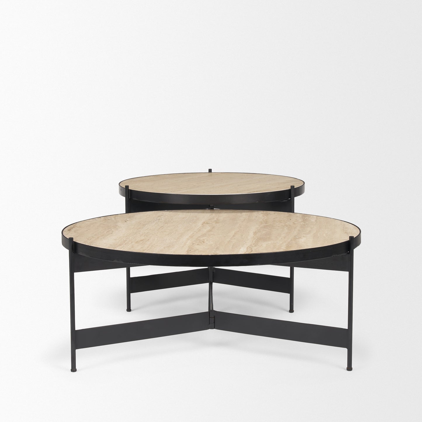 Wade Coffee Table Travertine | Black Metal - coffee-tables
