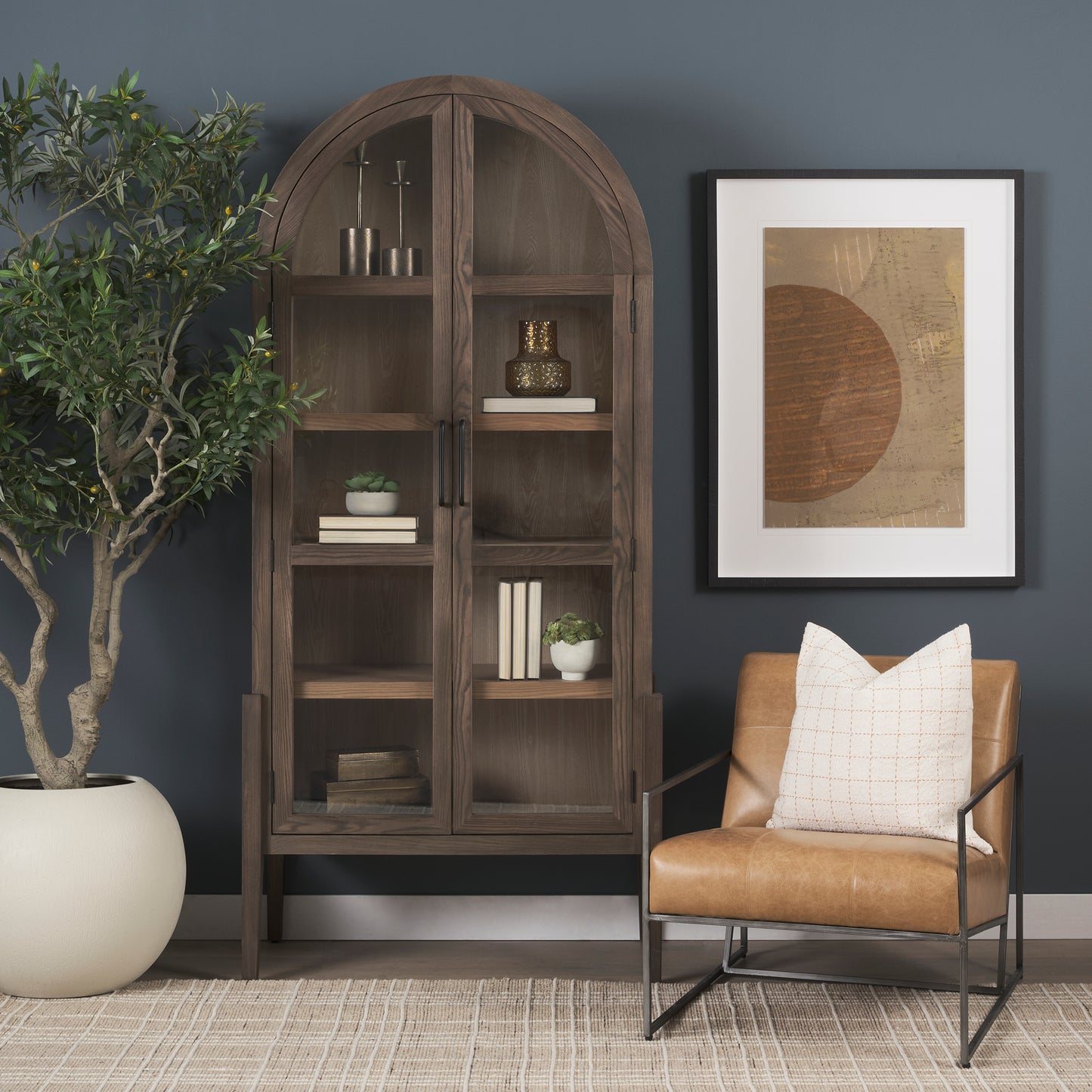 Teva Curio Cabinet Two Toned Wood | Clear Glass - cabinets