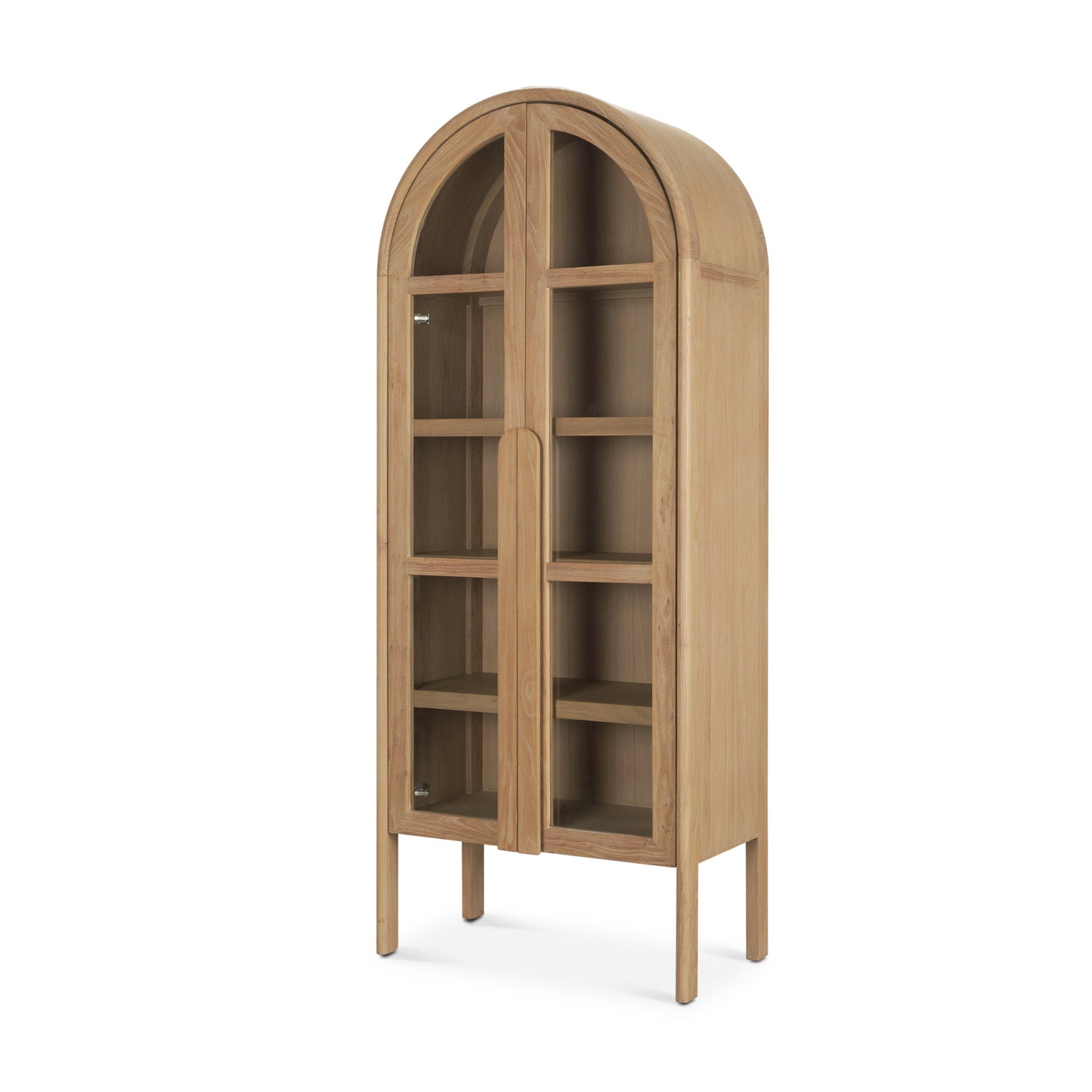 Callum Curio Cabinet Light Brown Wood | Clear Glass - cabinets