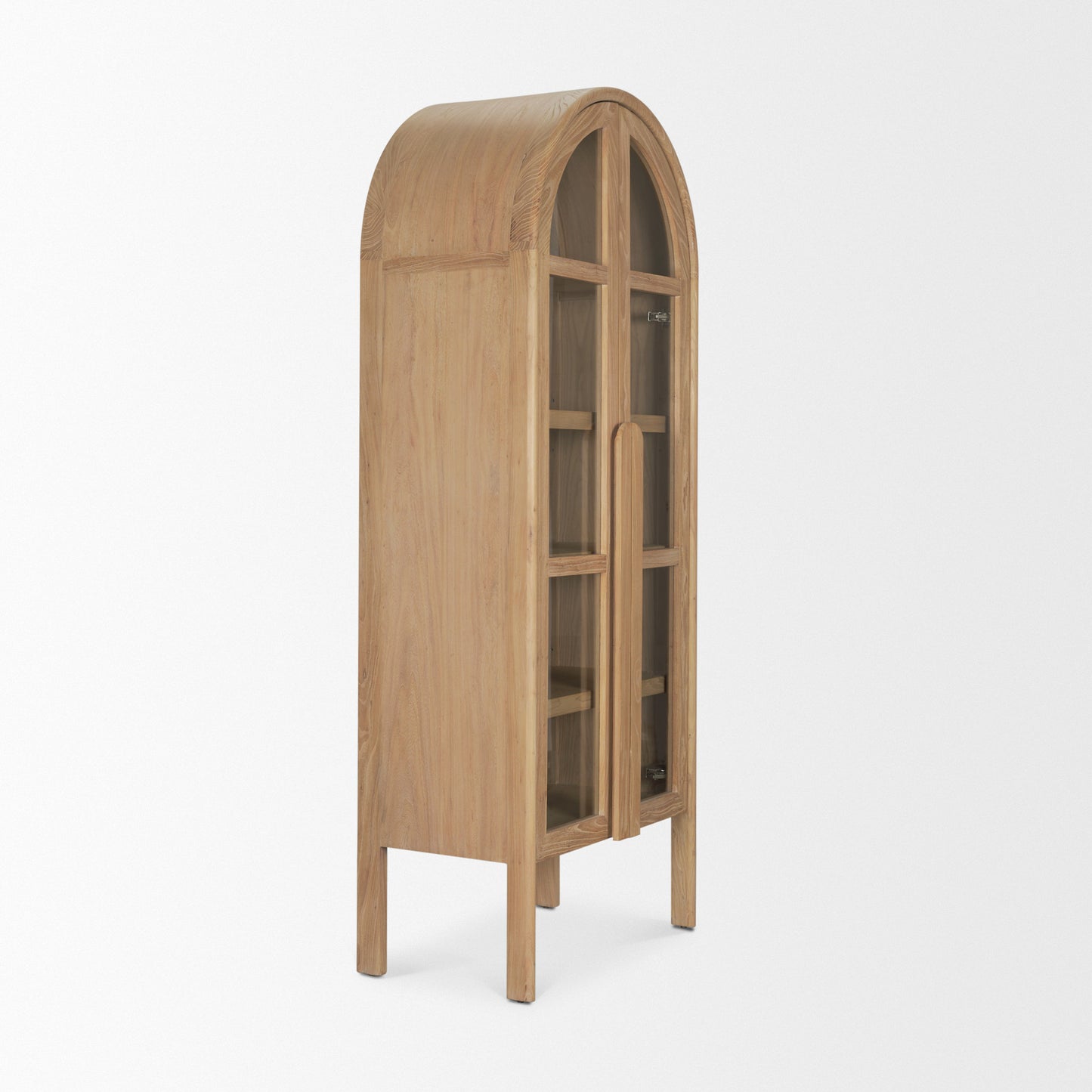 Callum Curio Cabinet Light Brown Wood | Clear Glass - cabinets