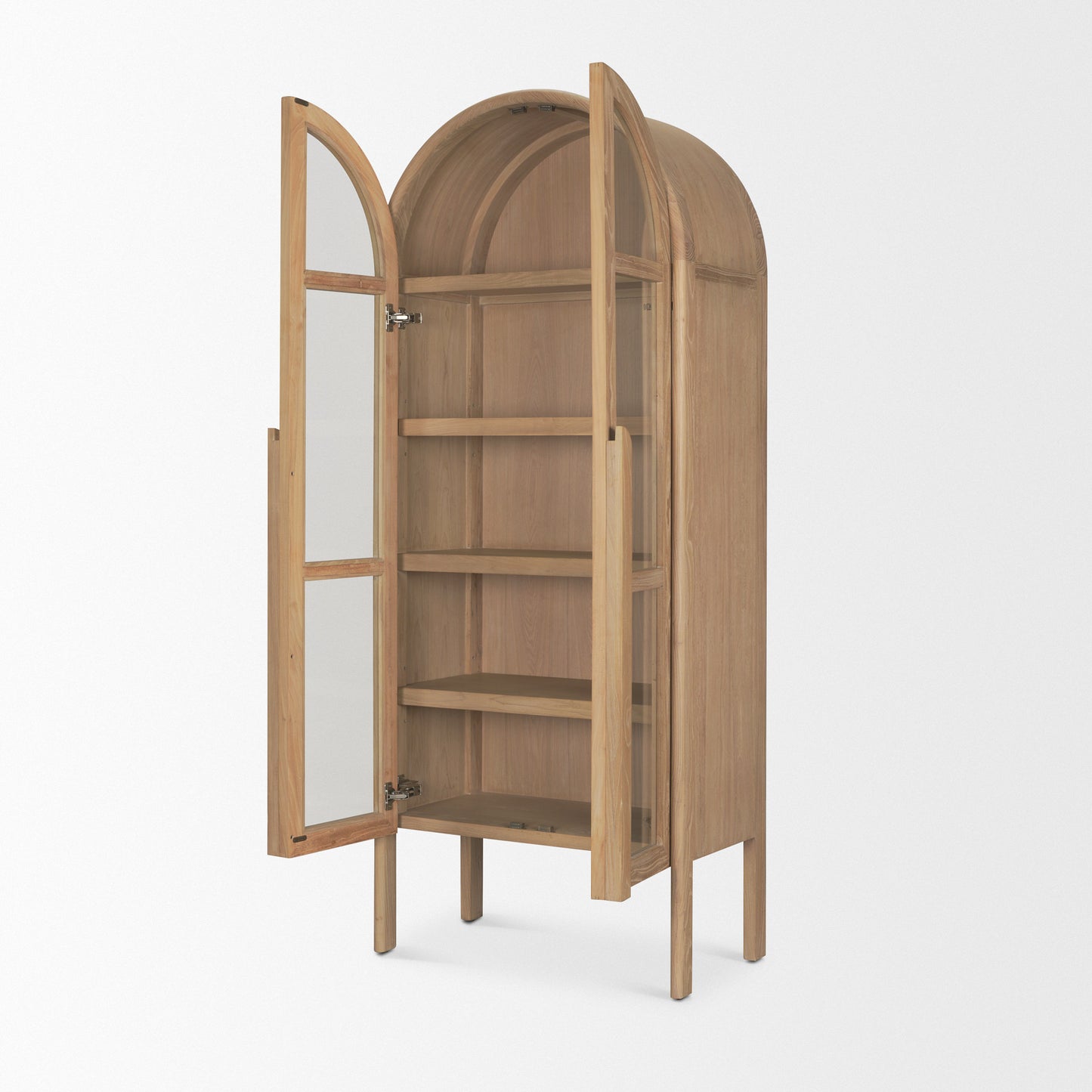 Callum Curio Cabinet Light Brown Wood | Clear Glass - cabinets