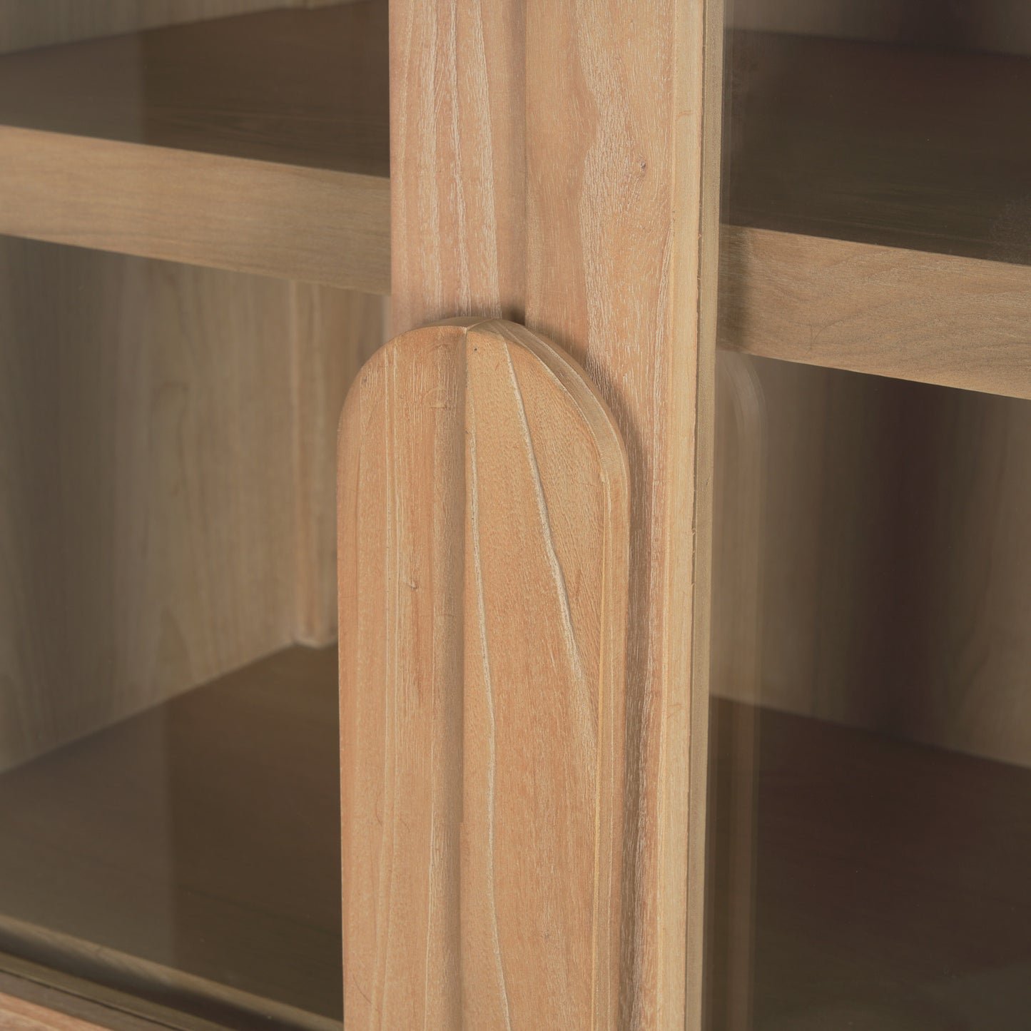 Callum Curio Cabinet Light Brown Wood | Clear Glass - cabinets