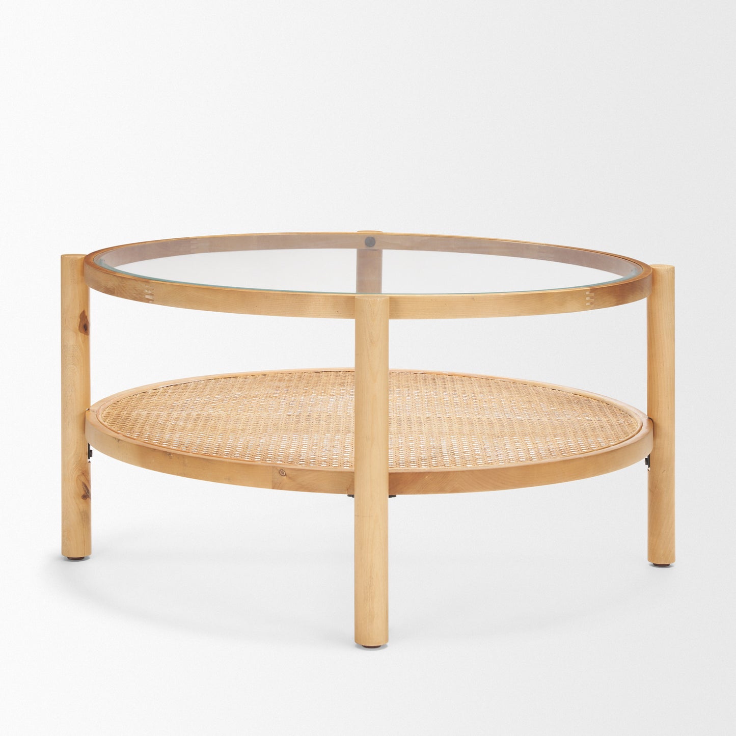 Weslyn Coffee Table Cane | Wood | Glass - coffee-tables