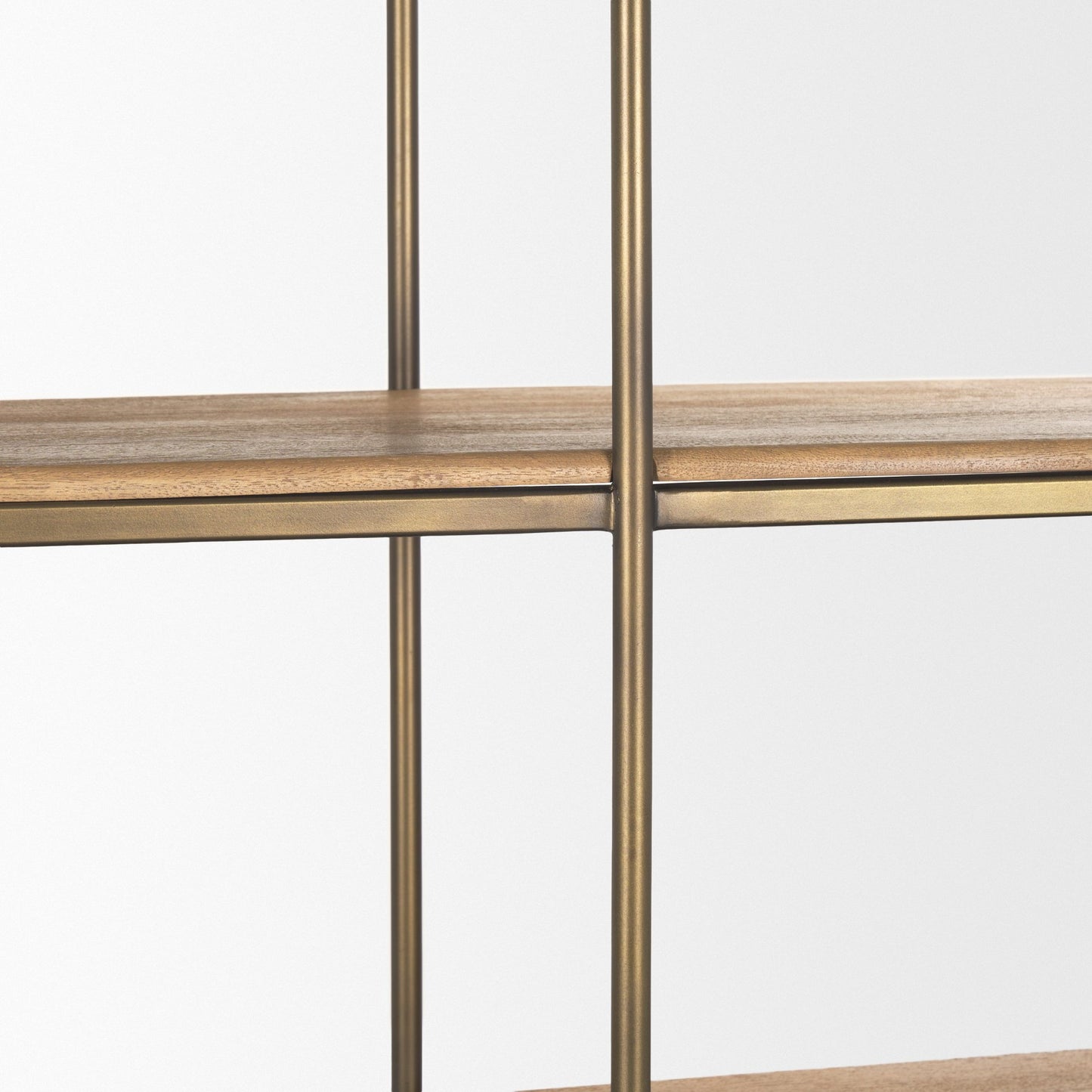 Baron 4-Door Light Brown Wood w/ Gunmetal Open Shelving Unit