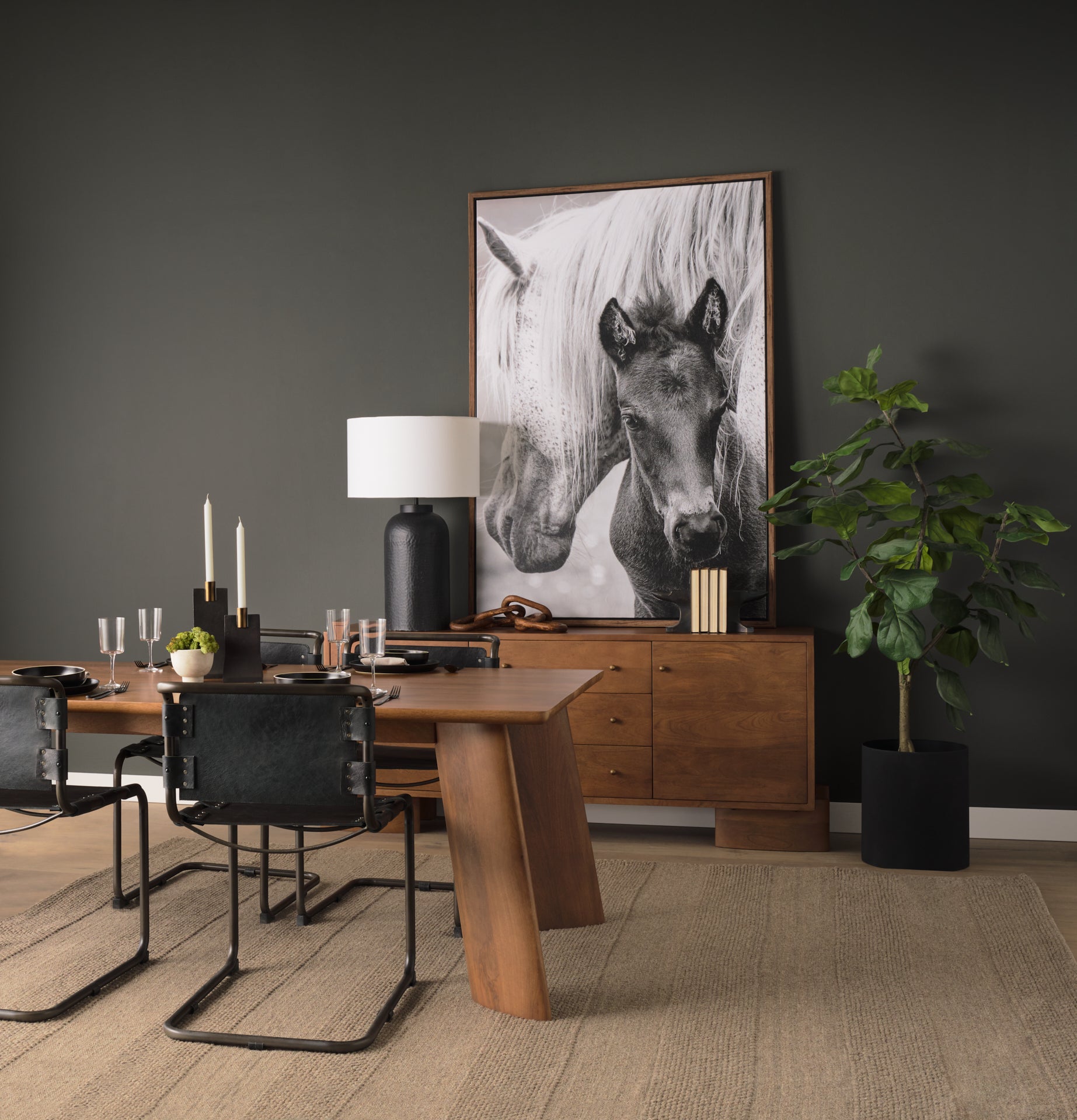 Leo Table Lamp Black Base | White Shade - table-lamps