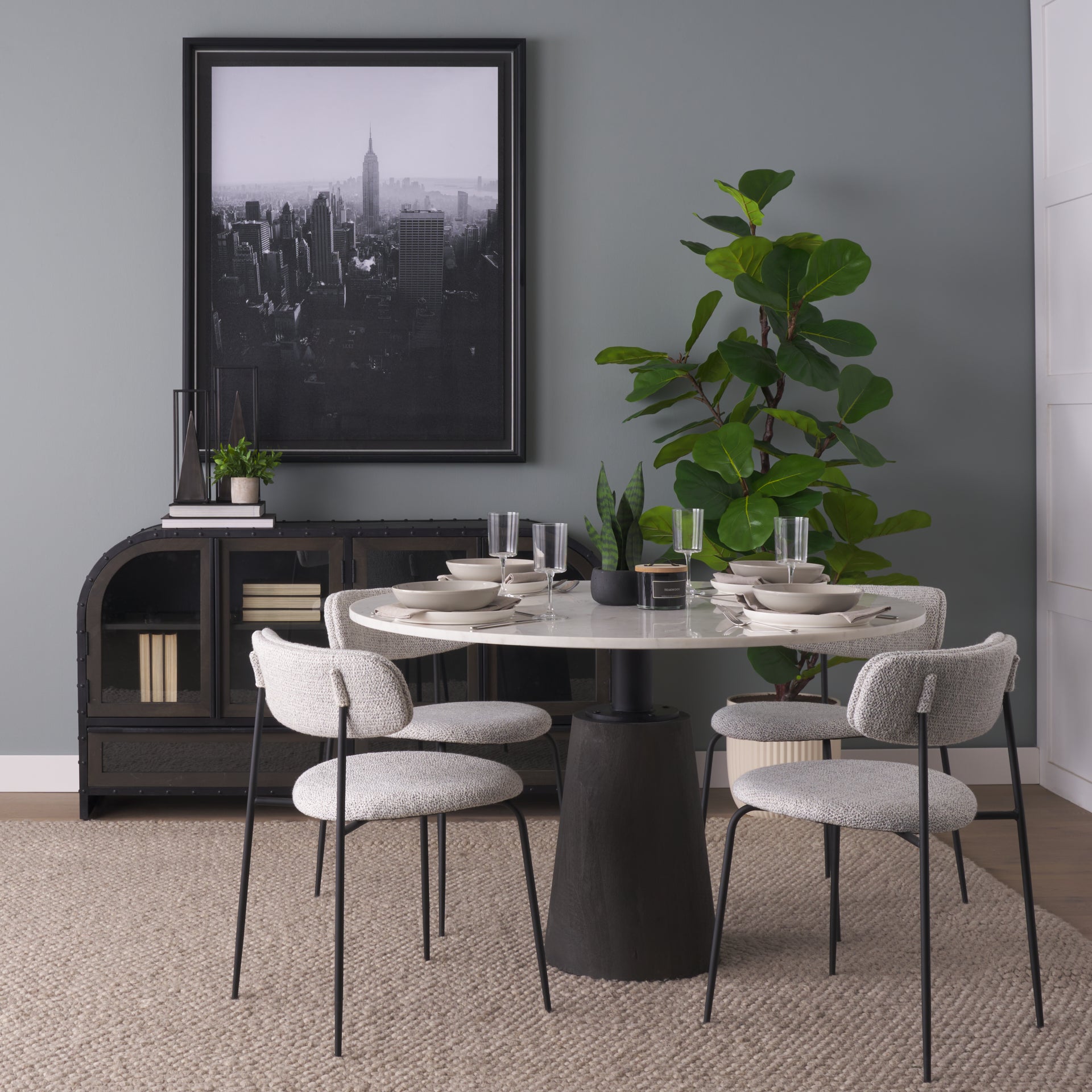 Casey Dining Chair Black Metal | Gray Fabric - dining-chairs