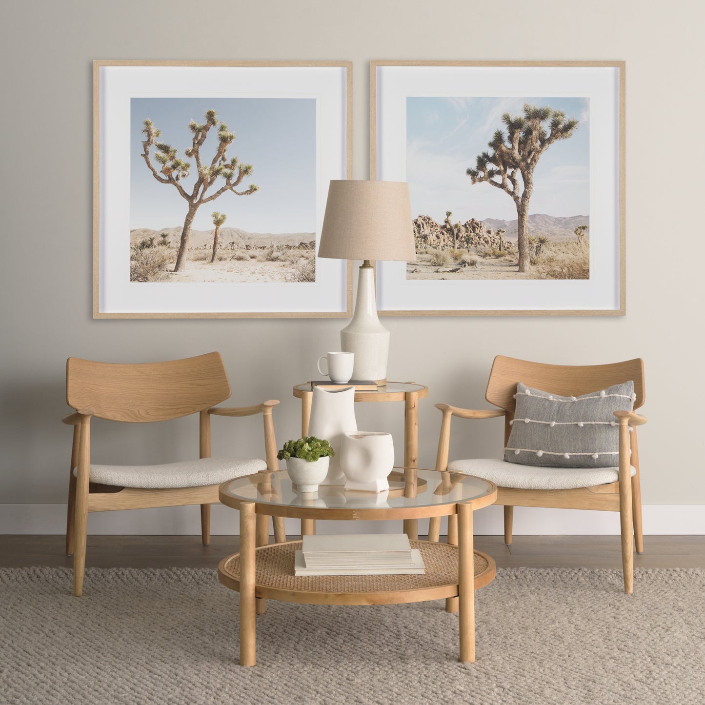 Haggen Upholstered Accent Chair Light Brown Wood | Cream Fabric - accent-chairs