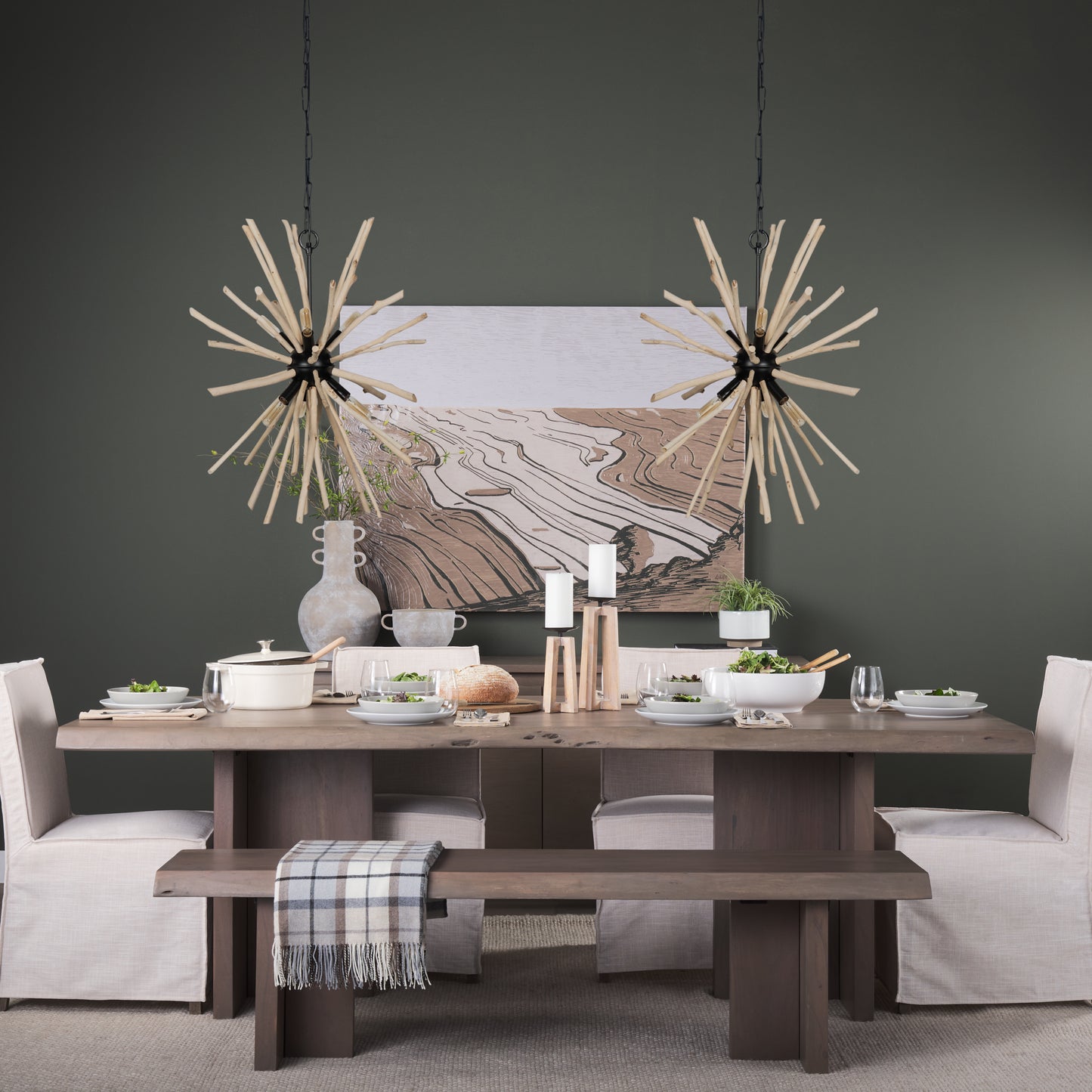 jules chandelier Blonde Wood | Black Metal - chandeliers