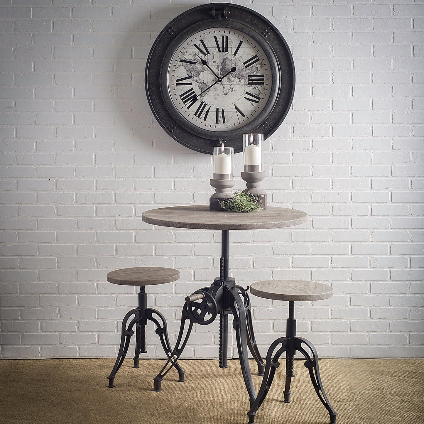 Emslie Dining Table Gray Wood | Black Metal - dining-table