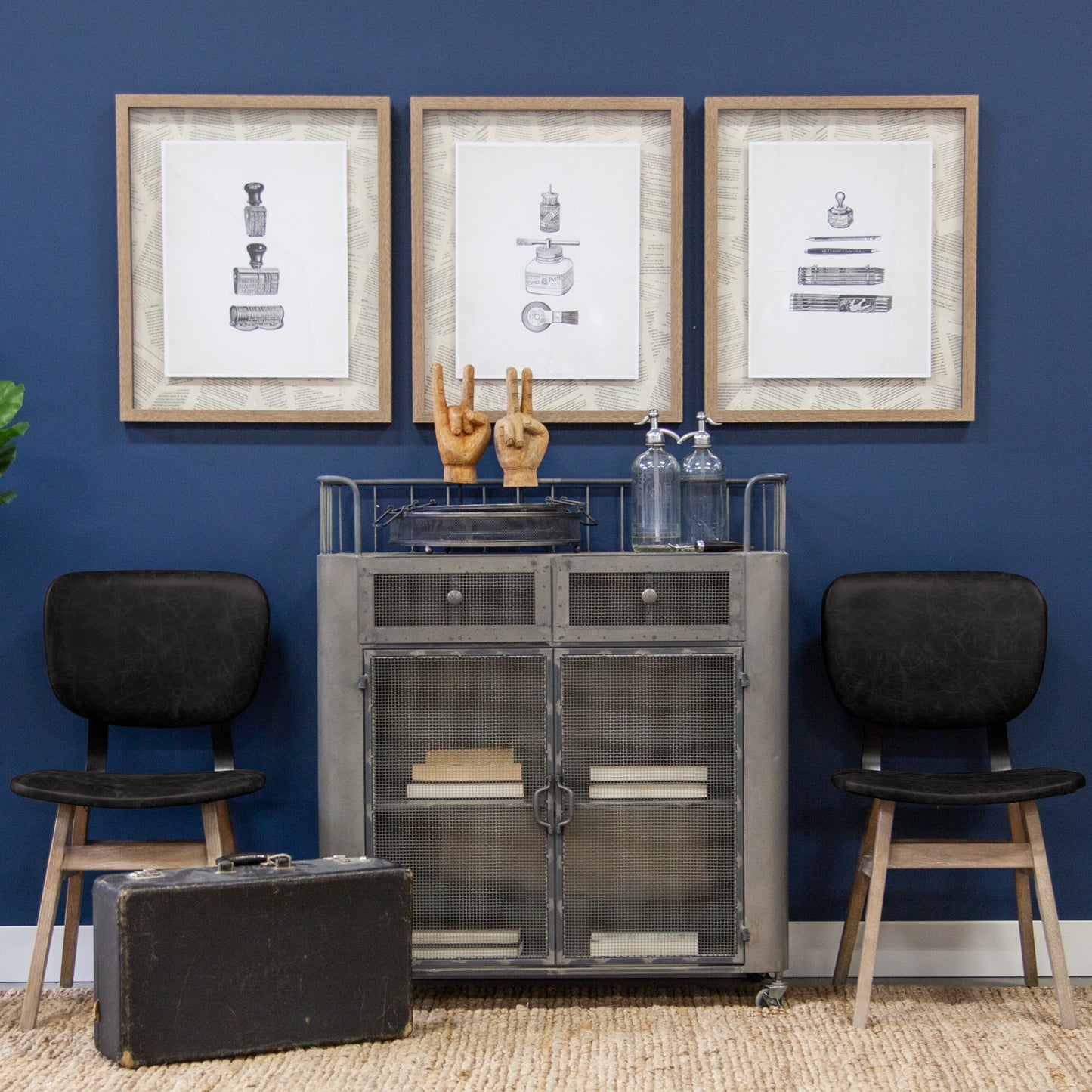 Haden Upholstered Dining Chair Black Faux Leather | Brown Wood - dining-chairs