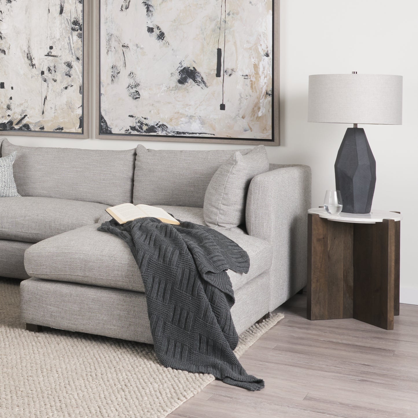 Bianca Accent Table Dark Brown Wood | Marble - accent-tables