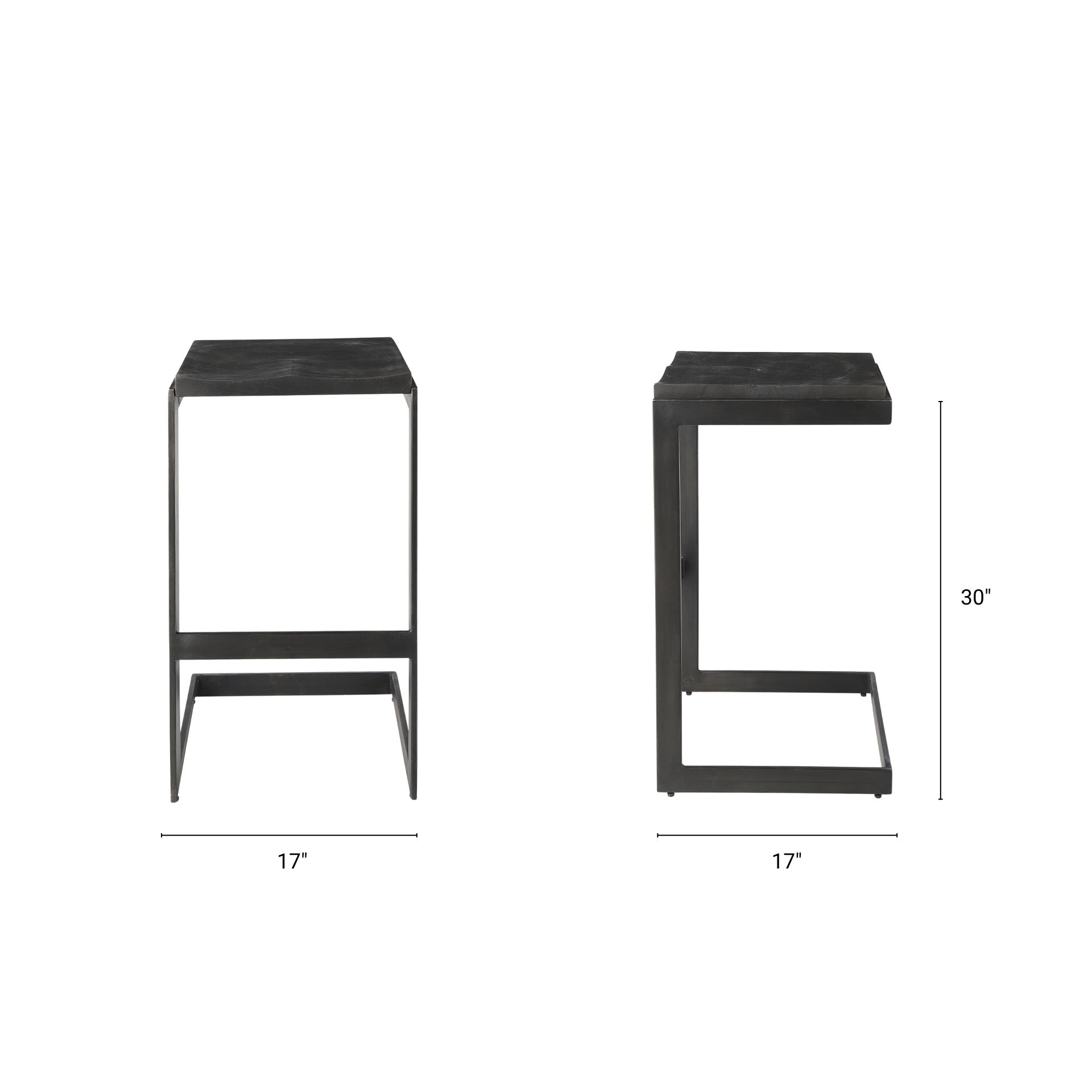 Kiran Wood Seat Bar Counter Stool Black Wood | Black Metal | Bar - bar-stools