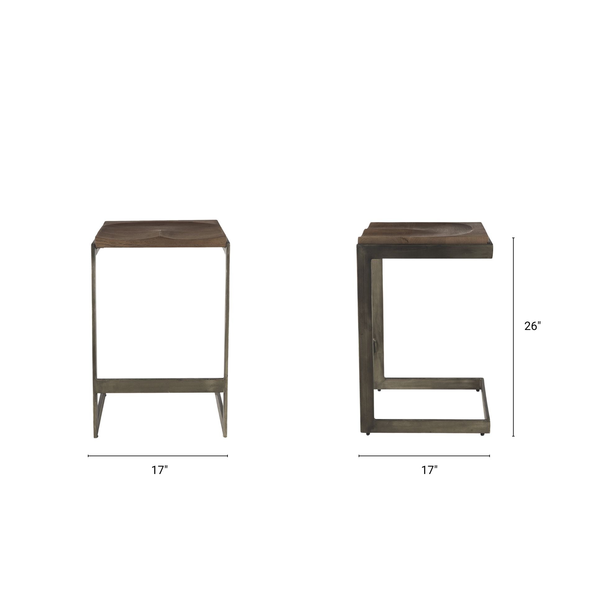 Kiran Wood Seat Bar Counter Stool Brown Wood | Antique Nickel | Counter - bar-stools