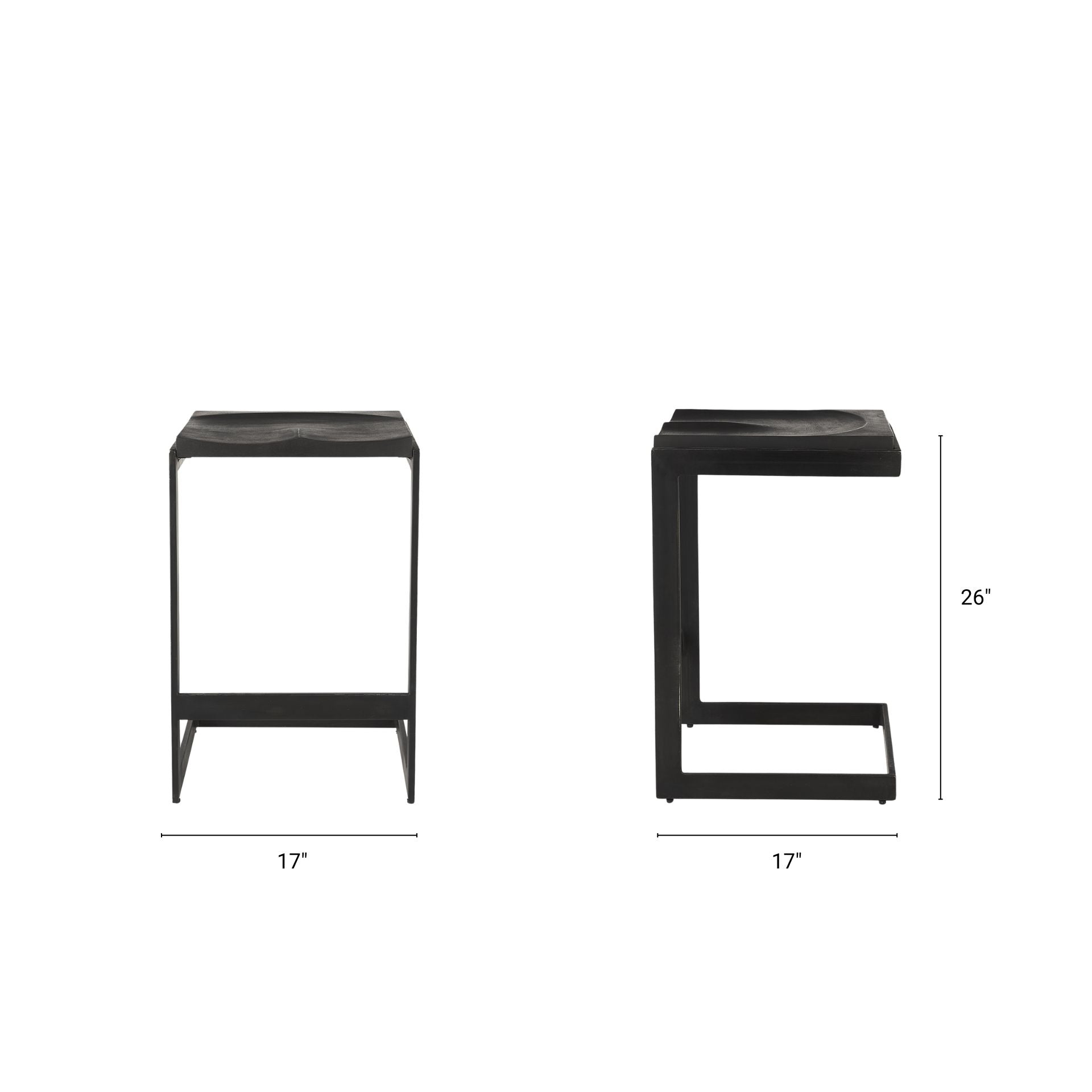 Kiran Wood Seat Bar Counter Stool Black Wood | Black Metal | Counter - bar-stools