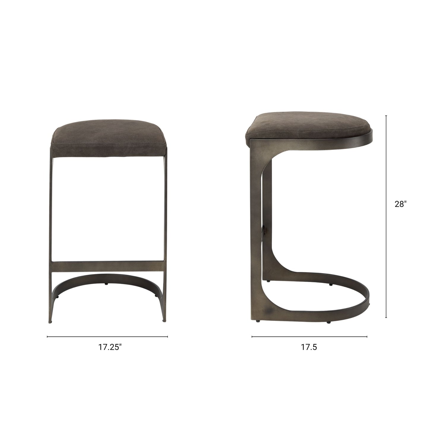 Tyson Upholstered Seat Bar Counter Stool Brown/Gray Suede | Black Metal | Counter - bar-stools
