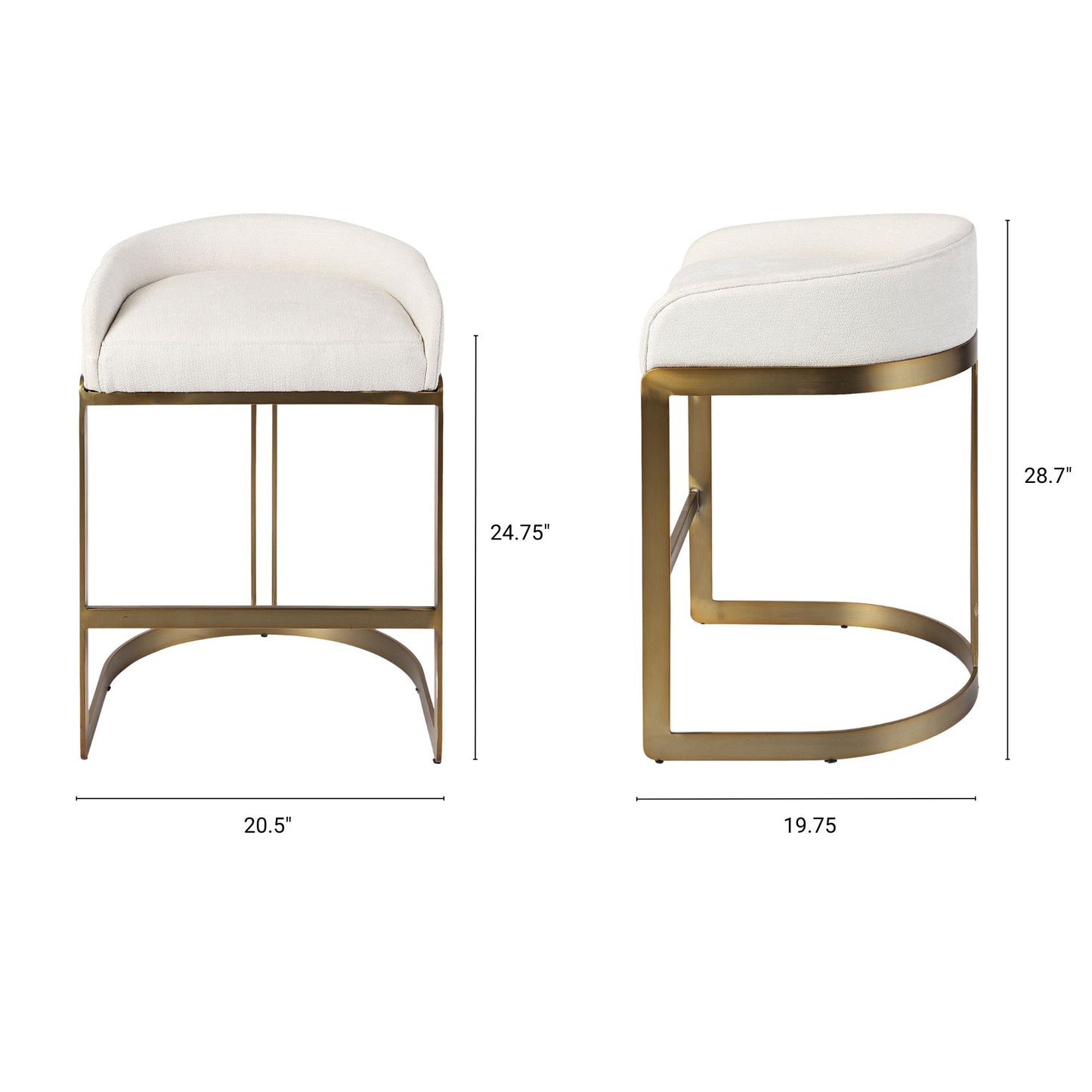 Hollyfield Upholsterd Seat Bar Counter Stool Cream Fabric | Gold Metal | Counter - bar-stools