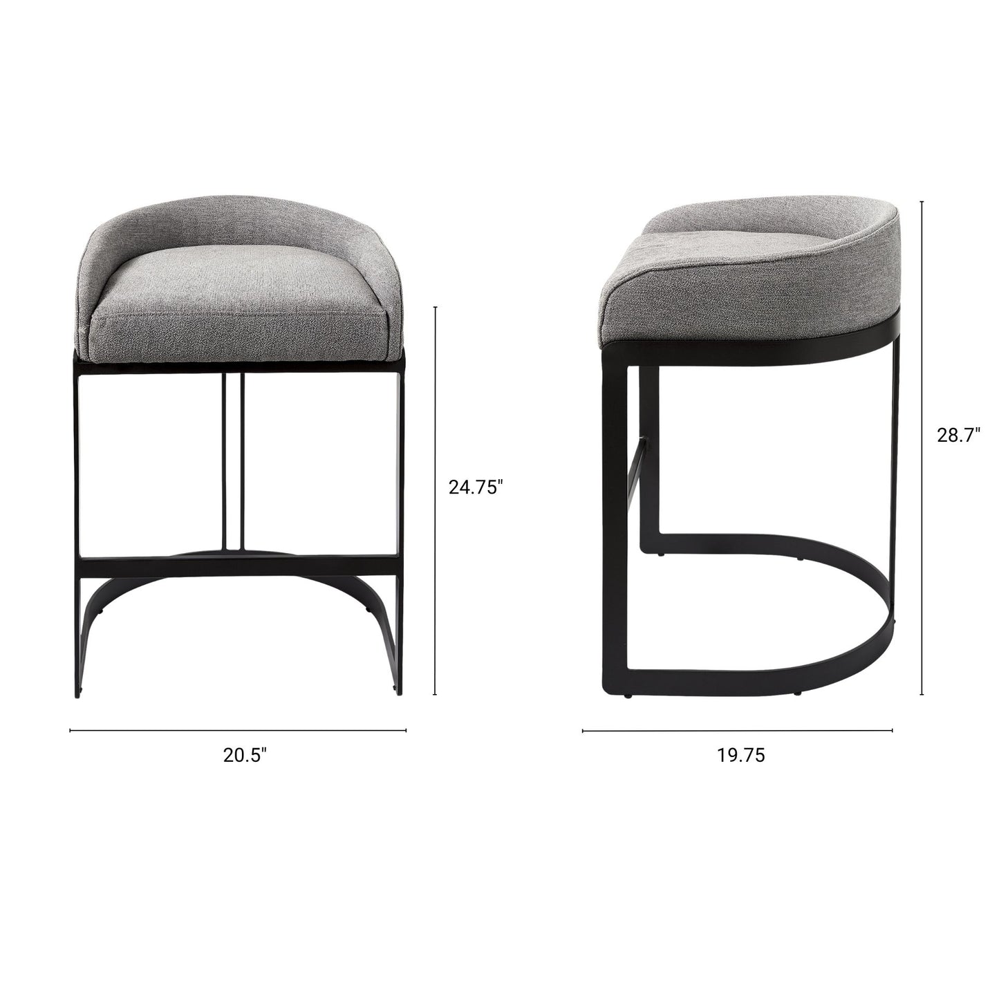 Hollyfield Upholsterd Seat Bar Counter Stool Gray Fabric | Gray Metal | Counter - bar-stools