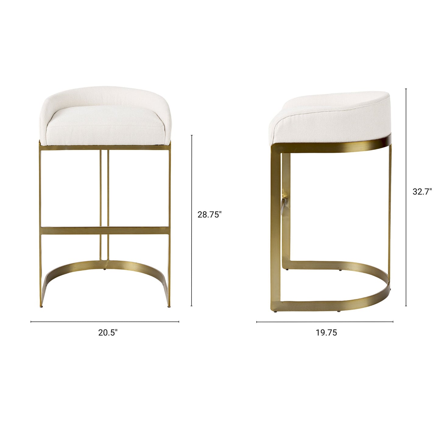 Hollyfield Upholsterd Seat Bar Counter Stool Cream Fabric | Gold Metal | Bar - bar-stools
