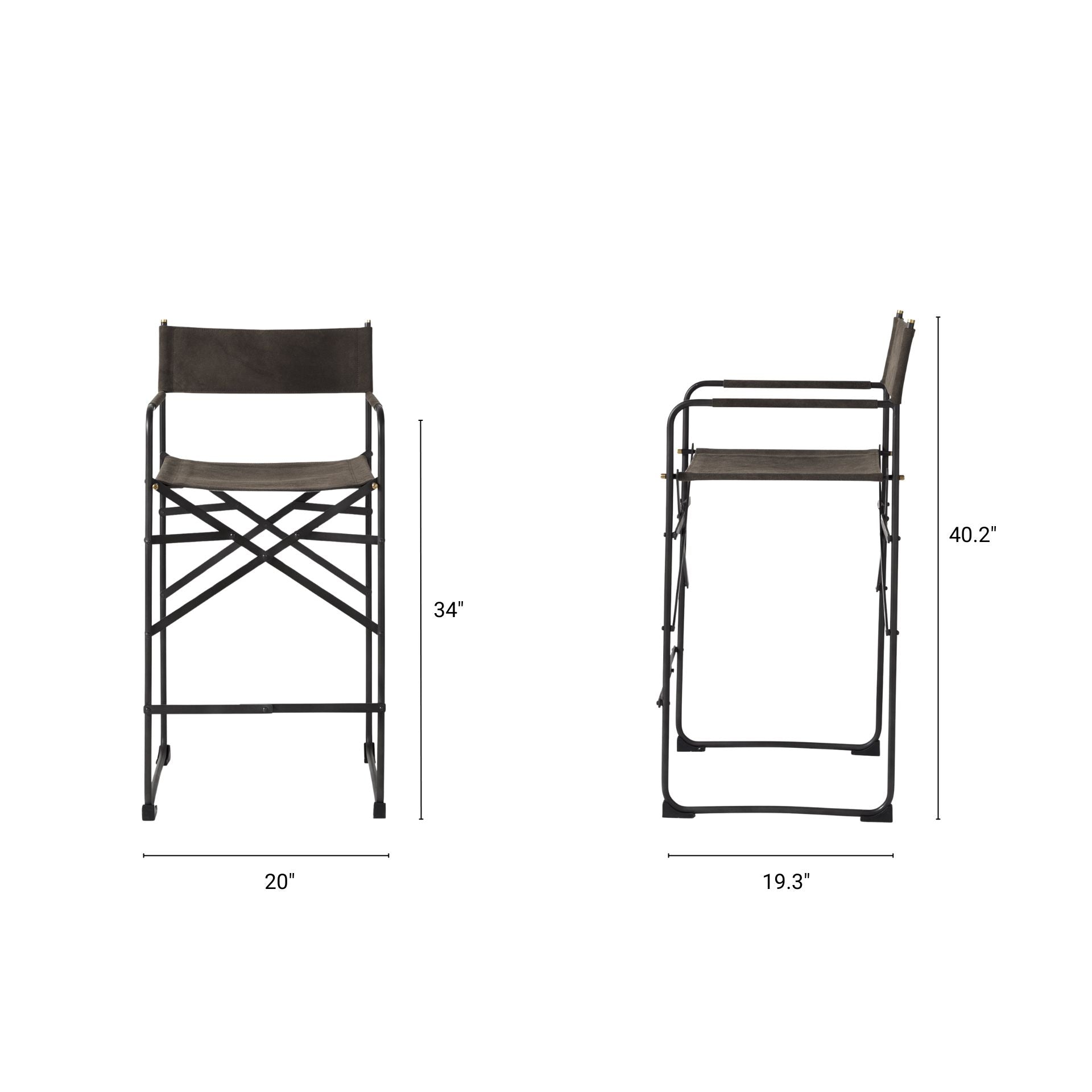 Direttore Upholstered Seat Bar Counter Stool Brown/Gray Suede | Black Metal | Counter - bar-stools