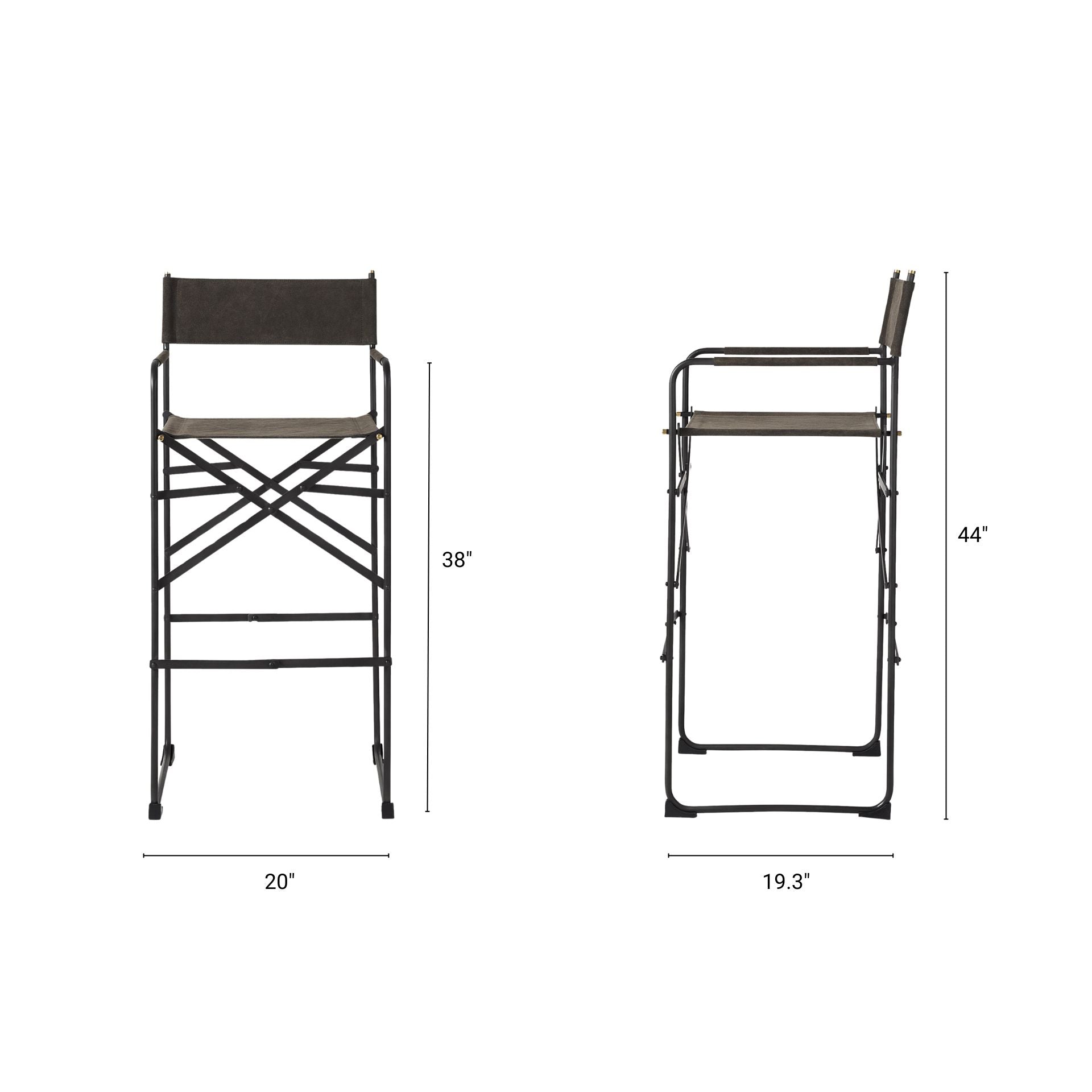 Direttore Upholstered Seat Bar Counter Stool Brown/Gray Suede | Black Metal | Bar - bar-stools