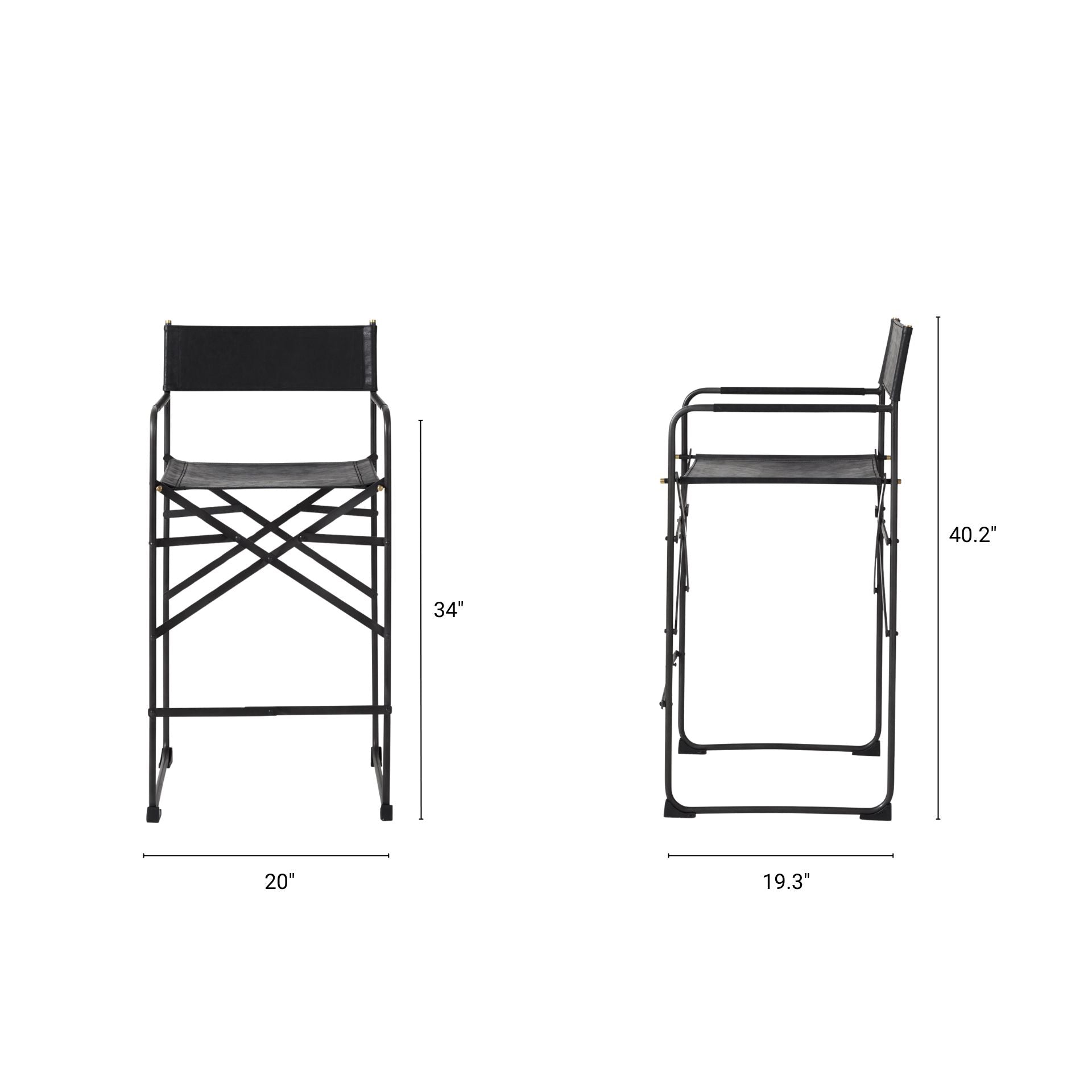 Direttore Leather Seat Bar Counter Stool Black Leather | Black Iron | Counter - bar-stools